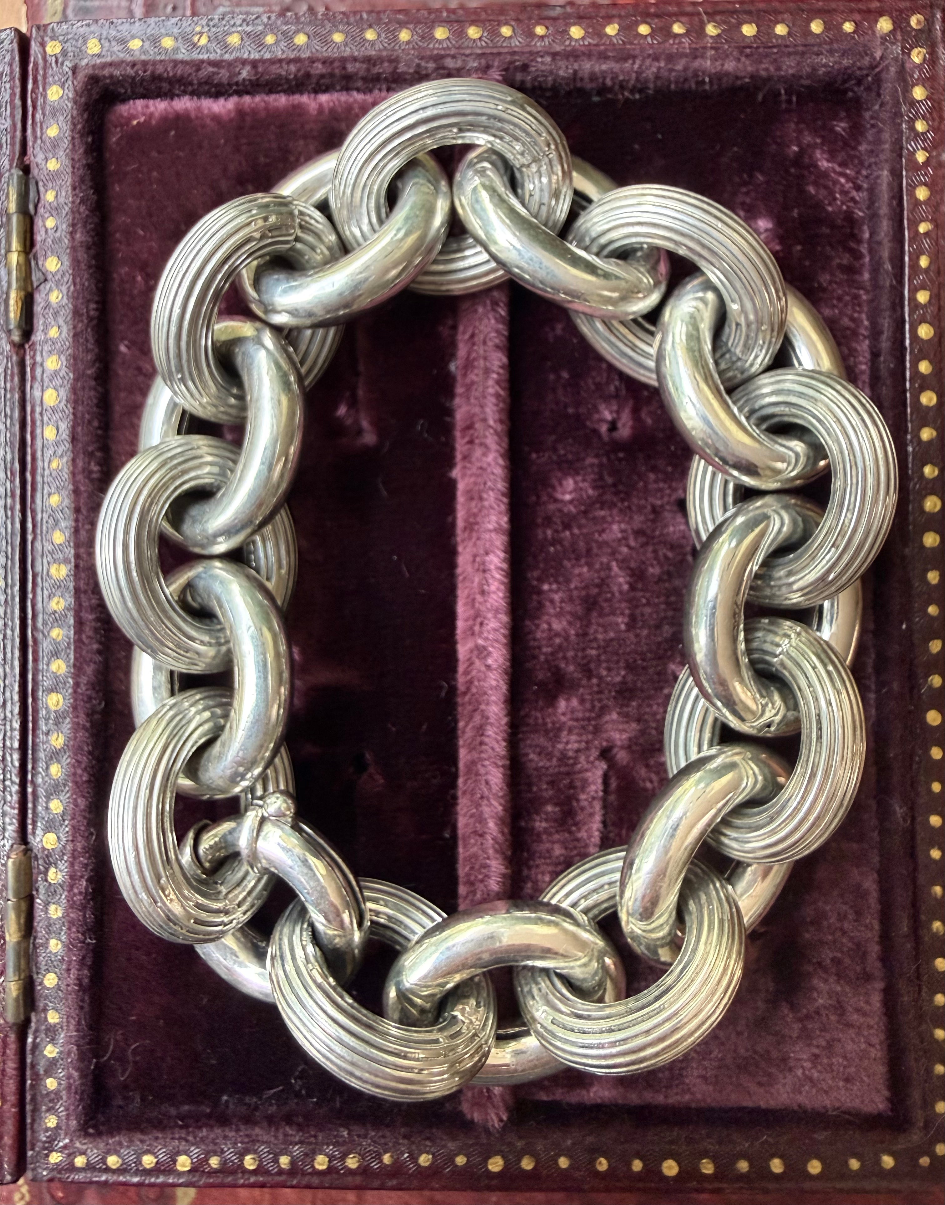 Super Chunky Antique Sterling Silver Bracelet