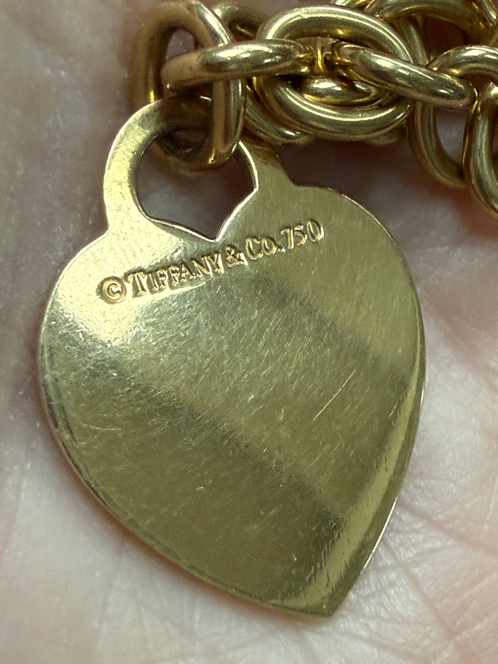 Vintage 18k Tiffany & Co. Cable Link Necklace with Heart Tag Pendant