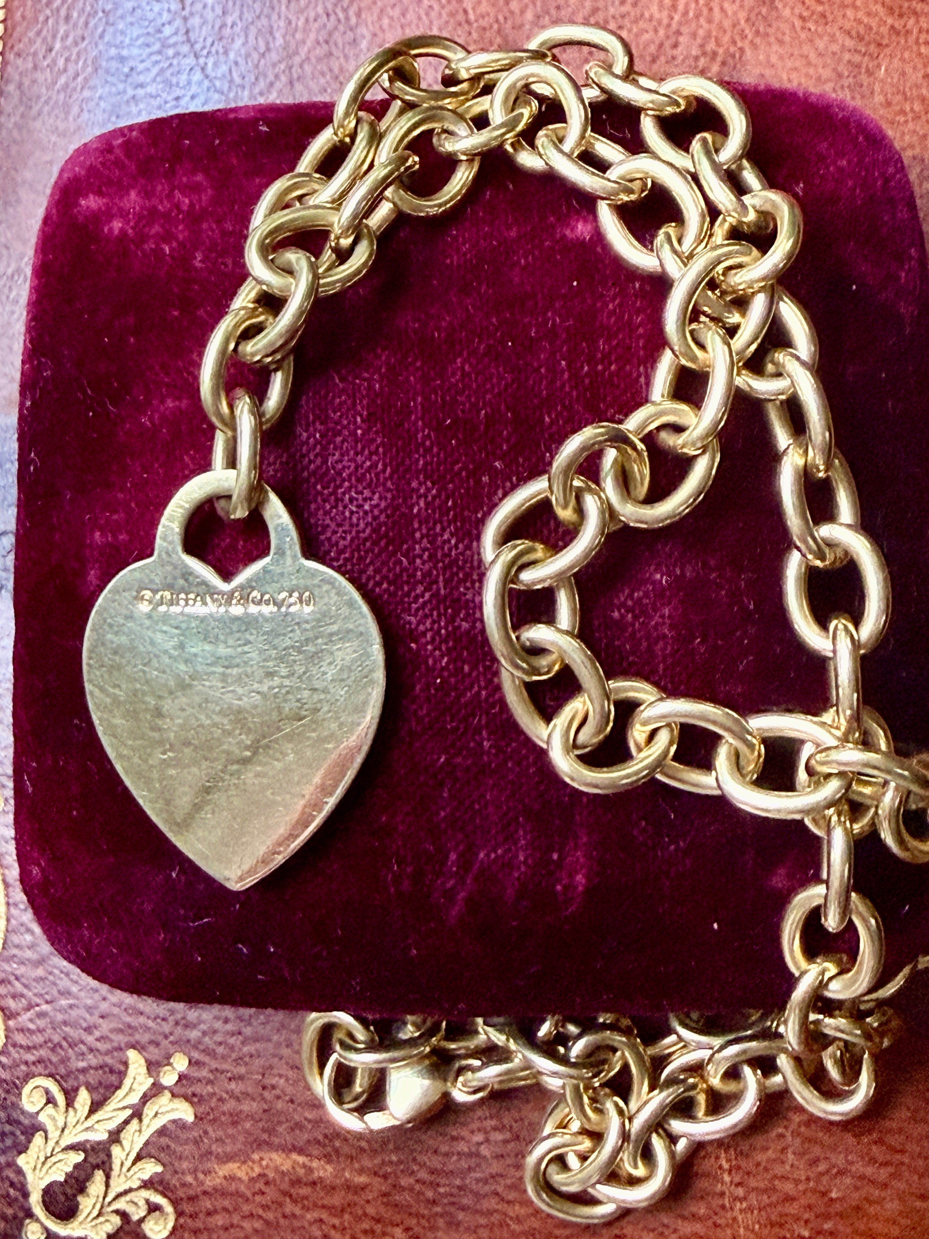 Vintage 18k Tiffany & Co. Cable Link Necklace with Heart Tag Pendant