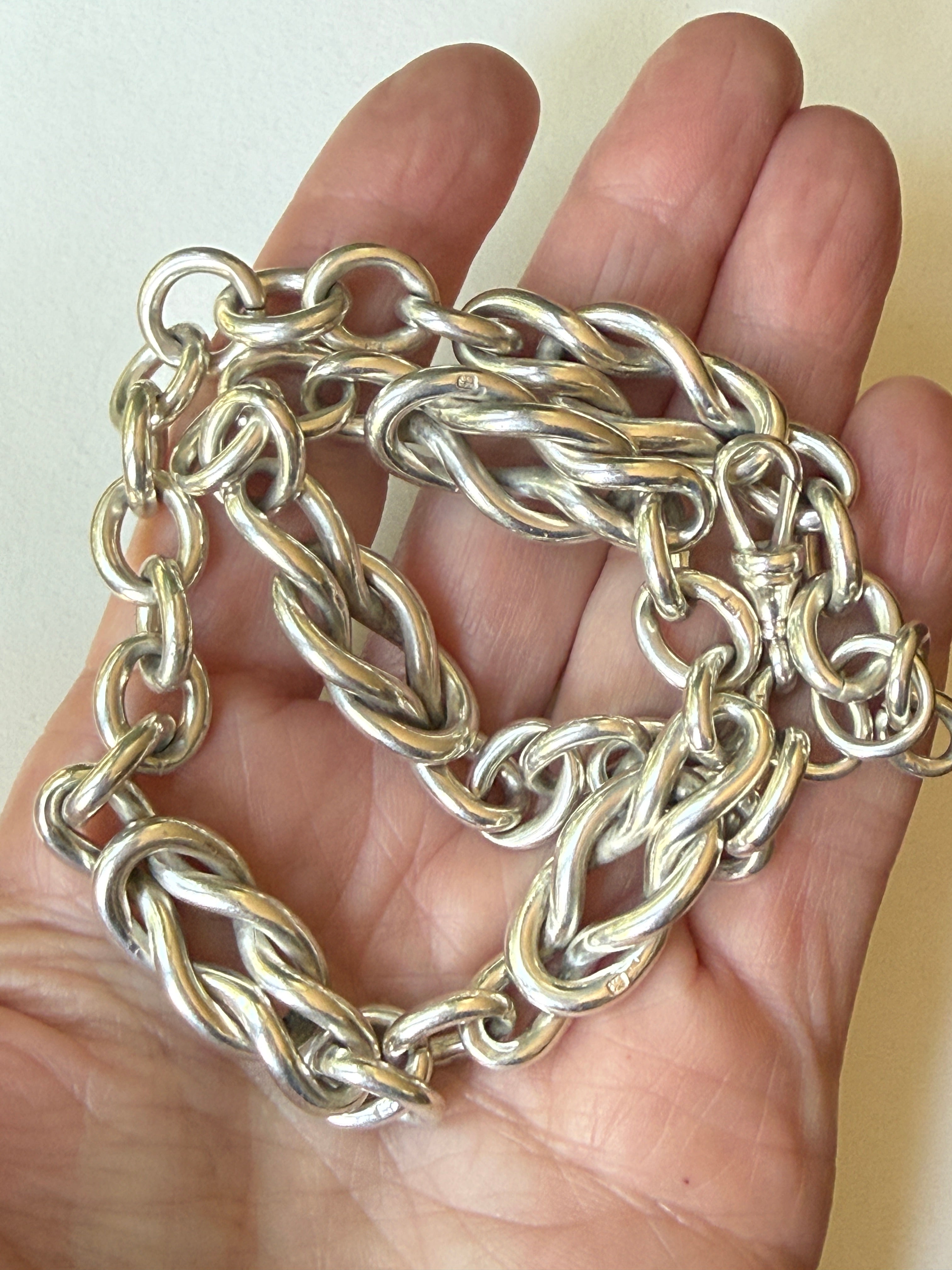 Sterling Silver Antique Nautical Link Necklace