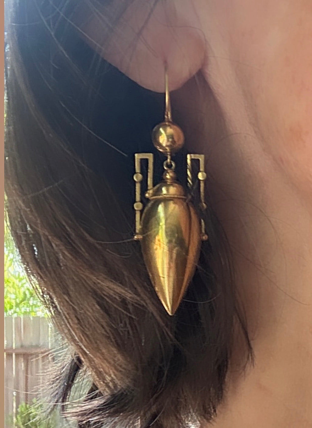 Antique Etruscan Revival 15k Urn Earrings