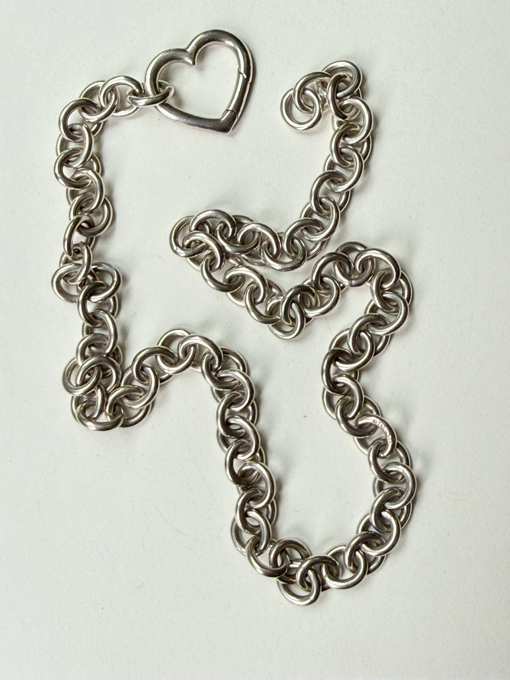 Vintage Tiffany Sterling Silver Cable Necklace with Open Heart Lock