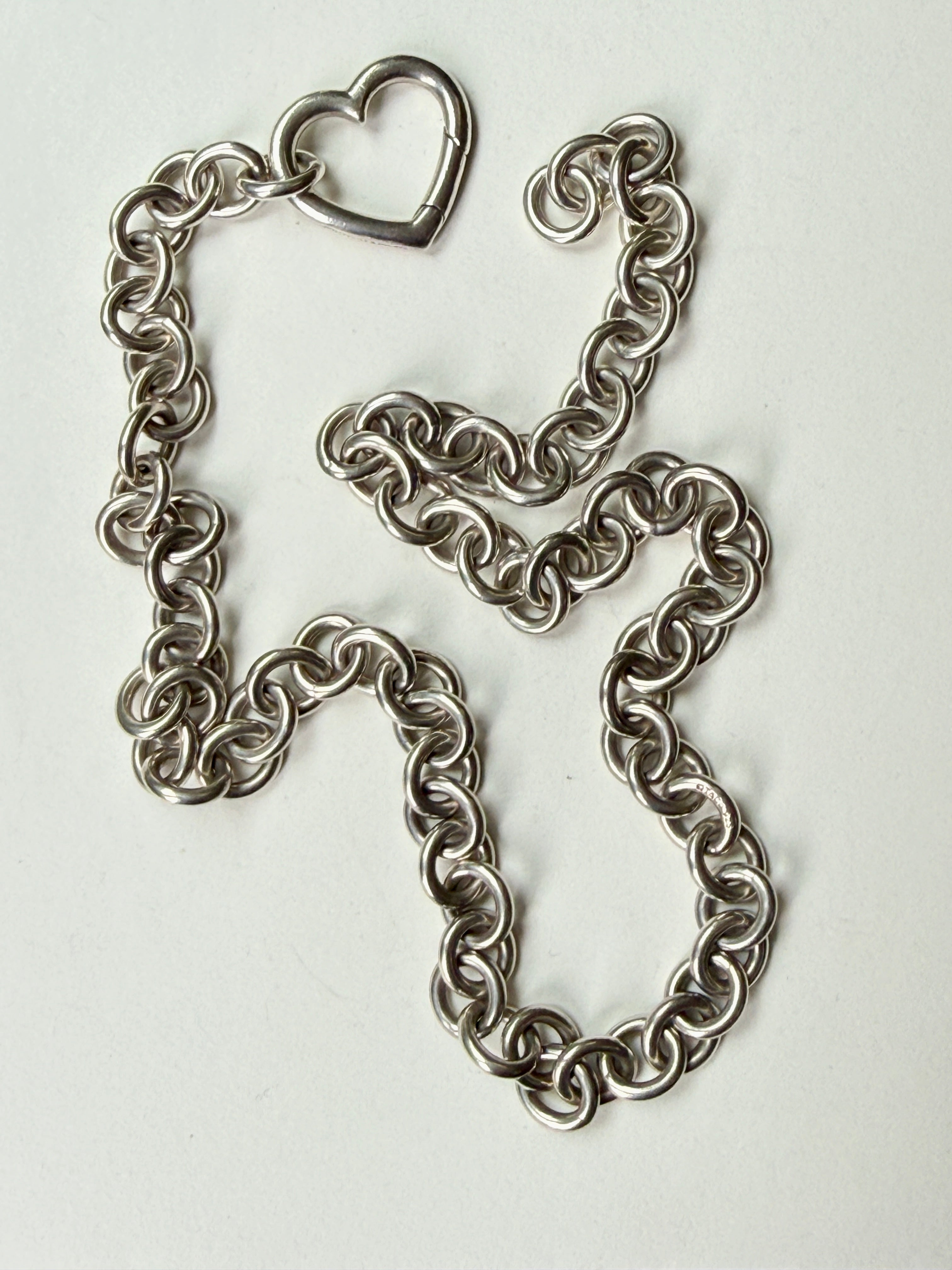 Vintage Tiffany Sterling Silver Cable Necklace with Open Heart Lock