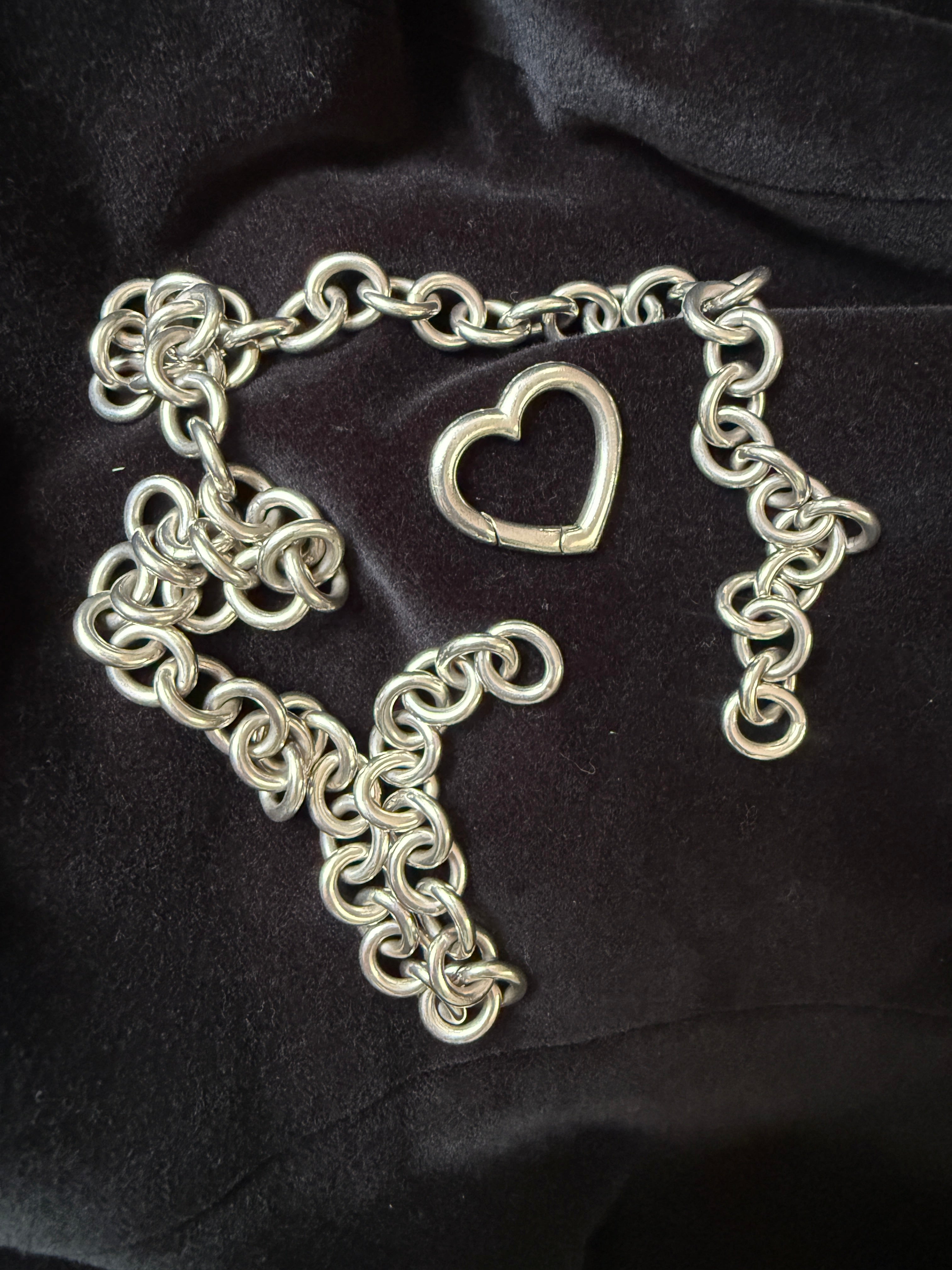 Vintage Tiffany Sterling Silver Cable Necklace with Open Heart Lock