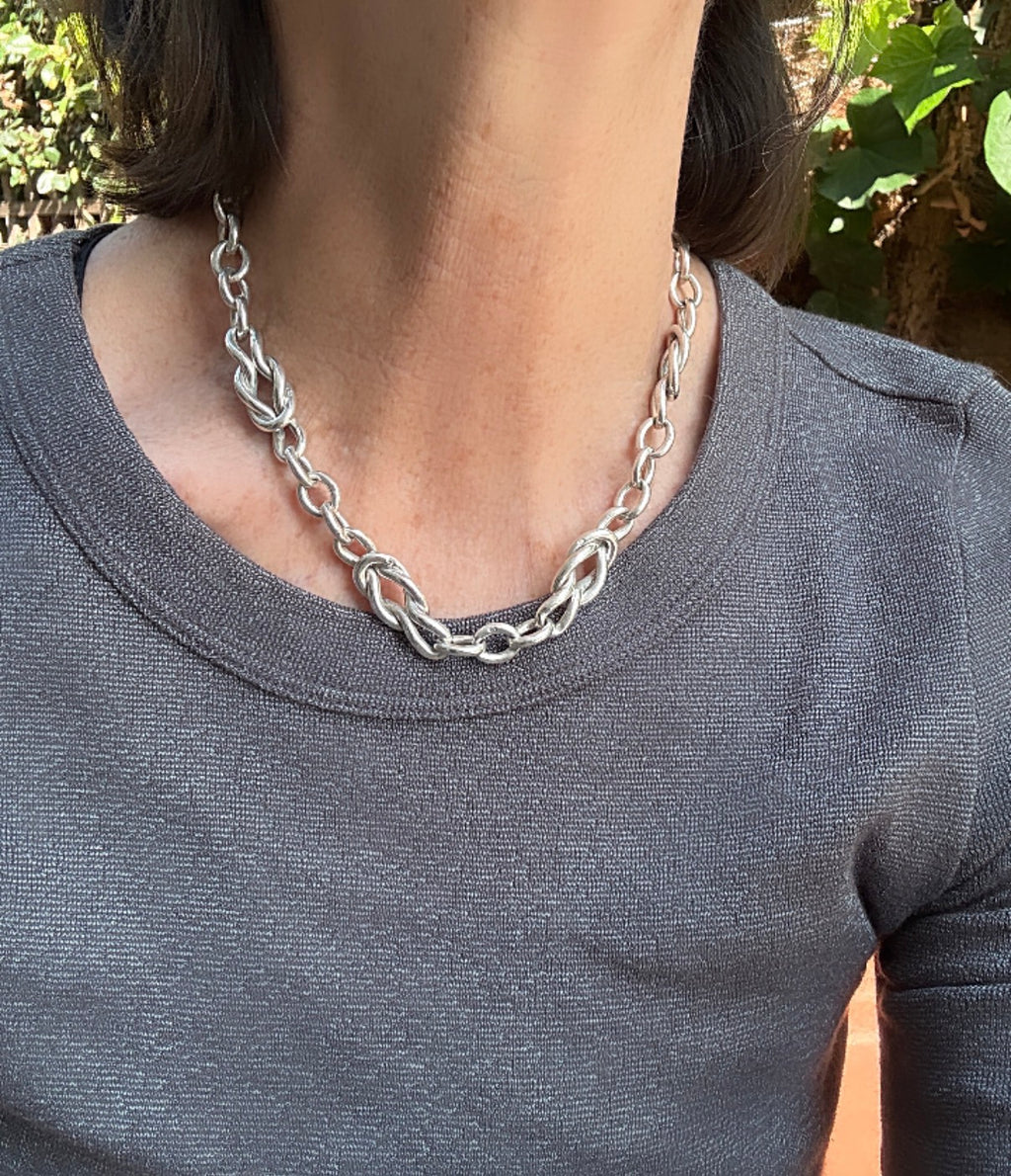 Sterling Silver Antique Nautical Link Necklace