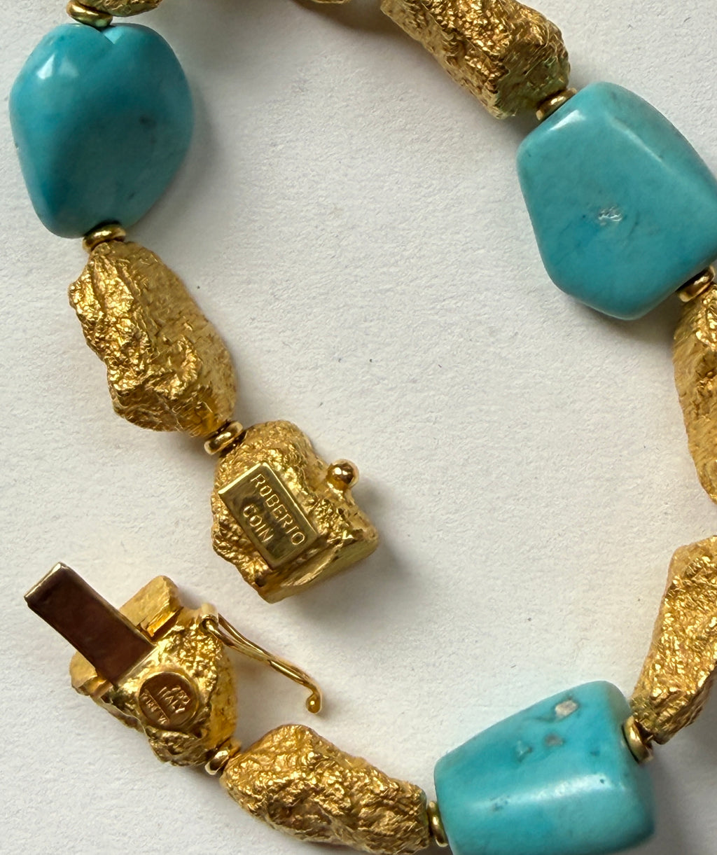 Vintage Roberto Coin 18k and Natural Turquoise Necklace