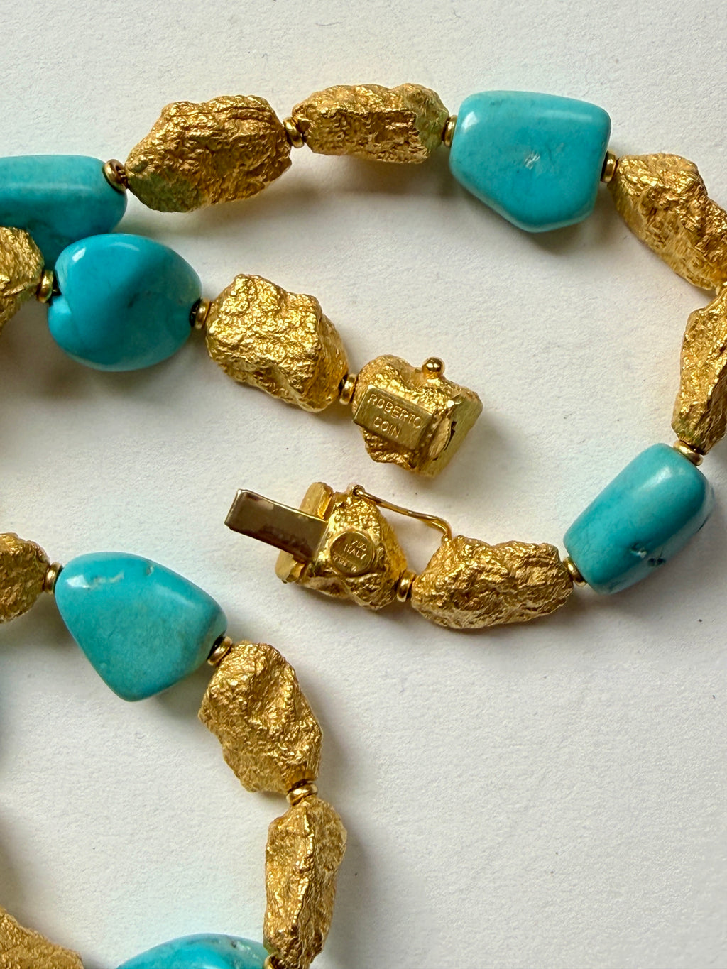 Vintage Roberto Coin 18k and Natural Turquoise Necklace