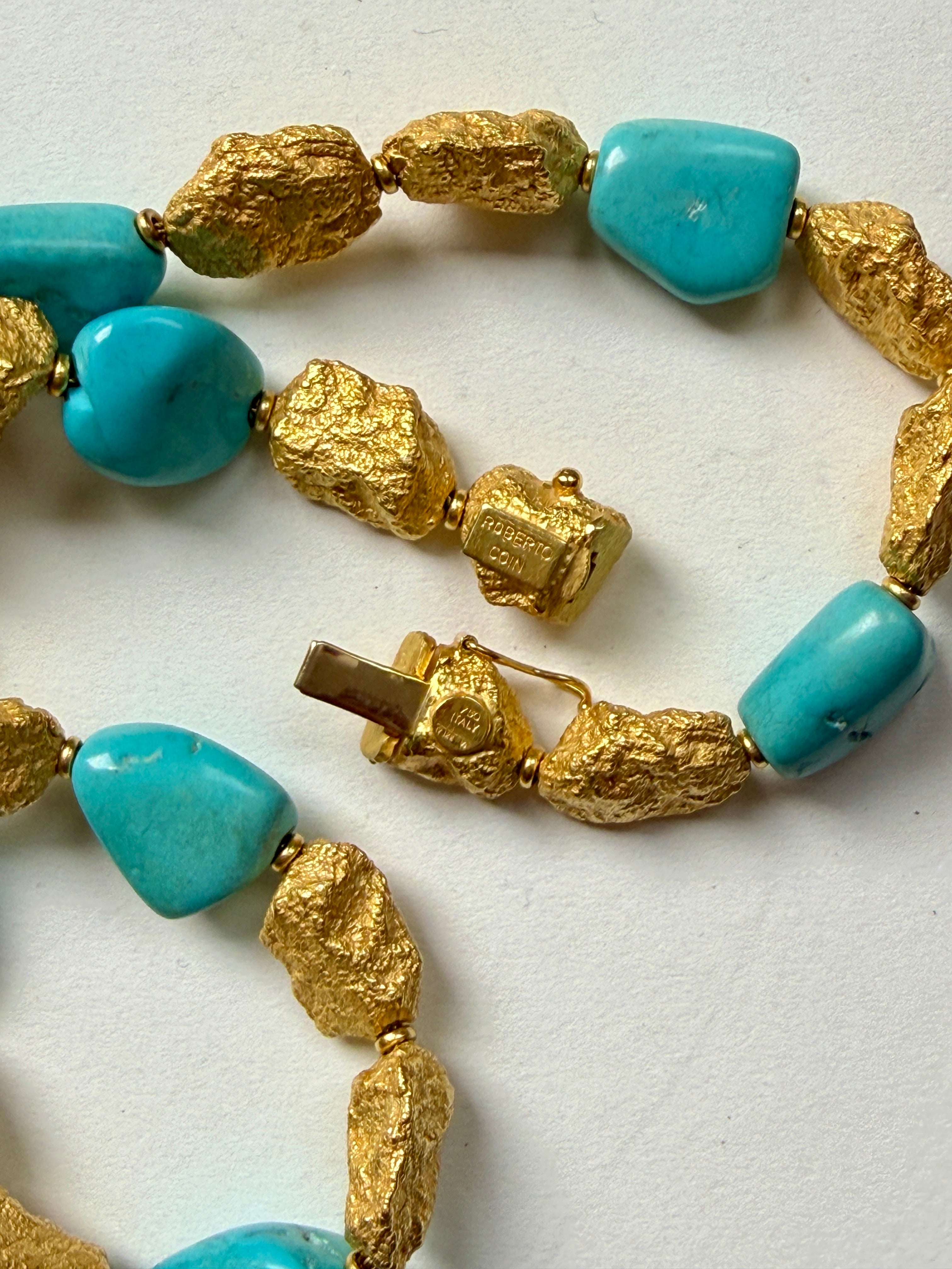 Vintage Roberto Coin 18k and Natural Turquoise Necklace