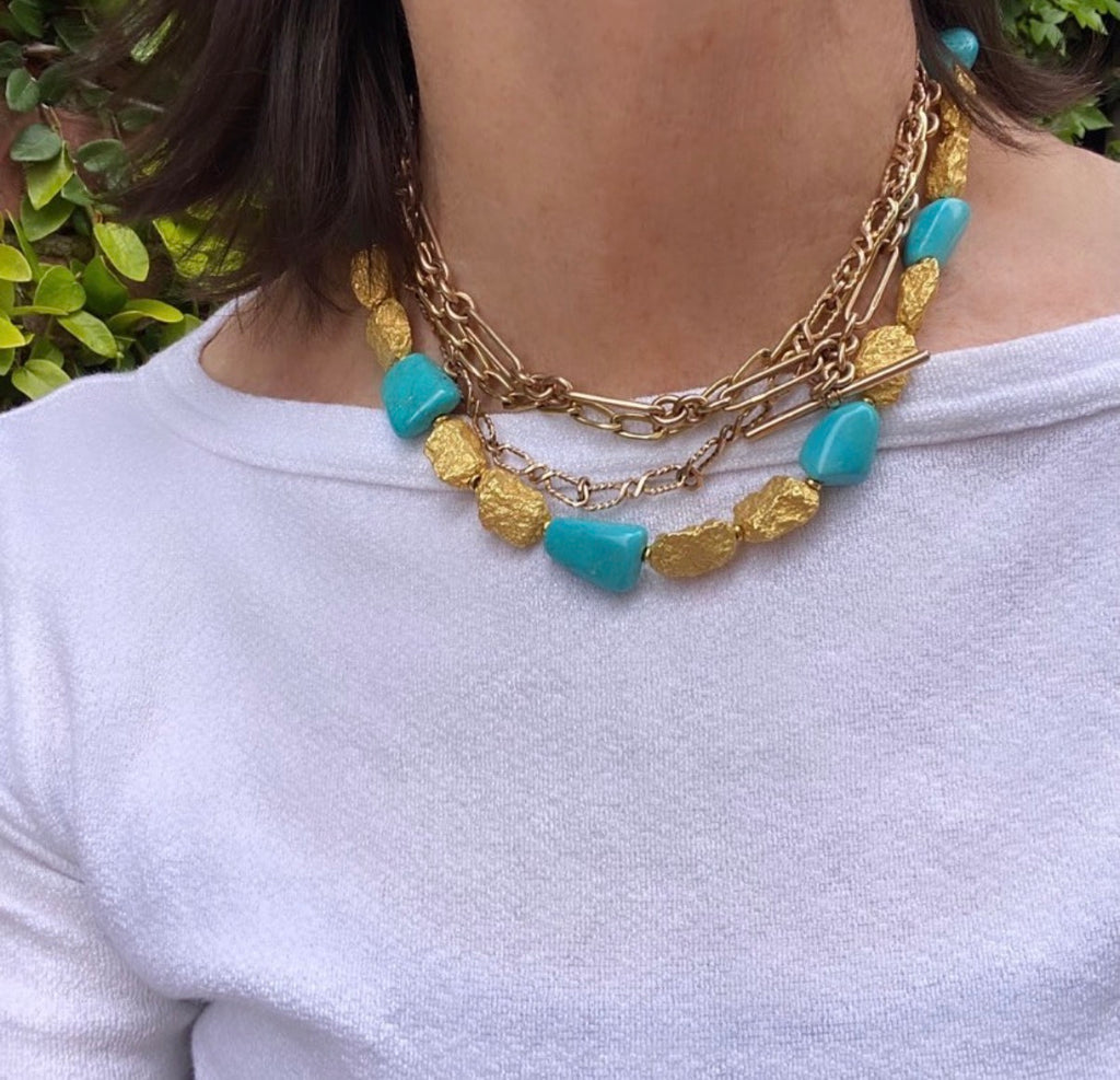 Vintage Roberto Coin 18k and Natural Turquoise Necklace