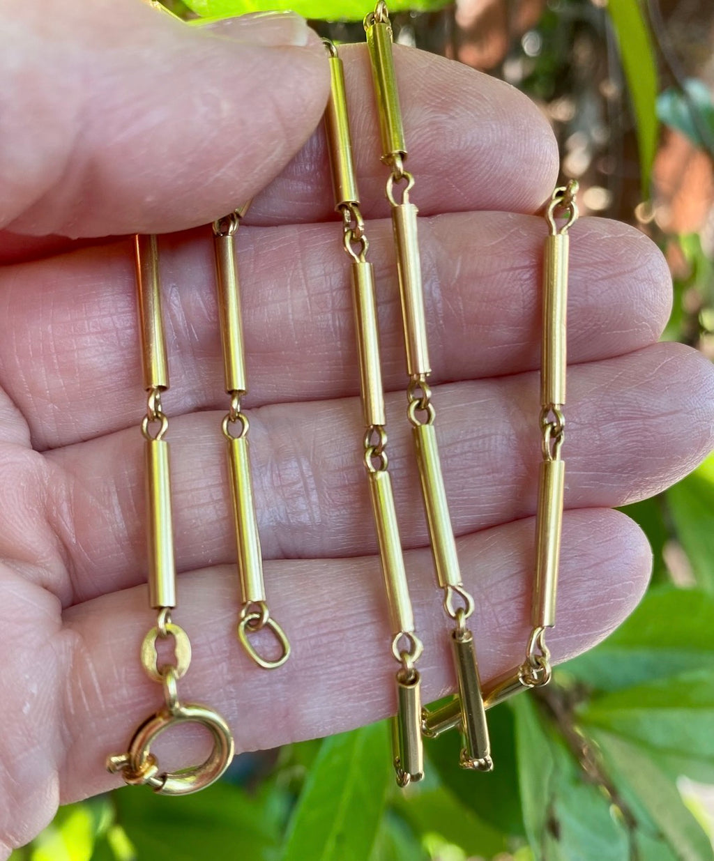 Vintage 18k Barrel Necklace