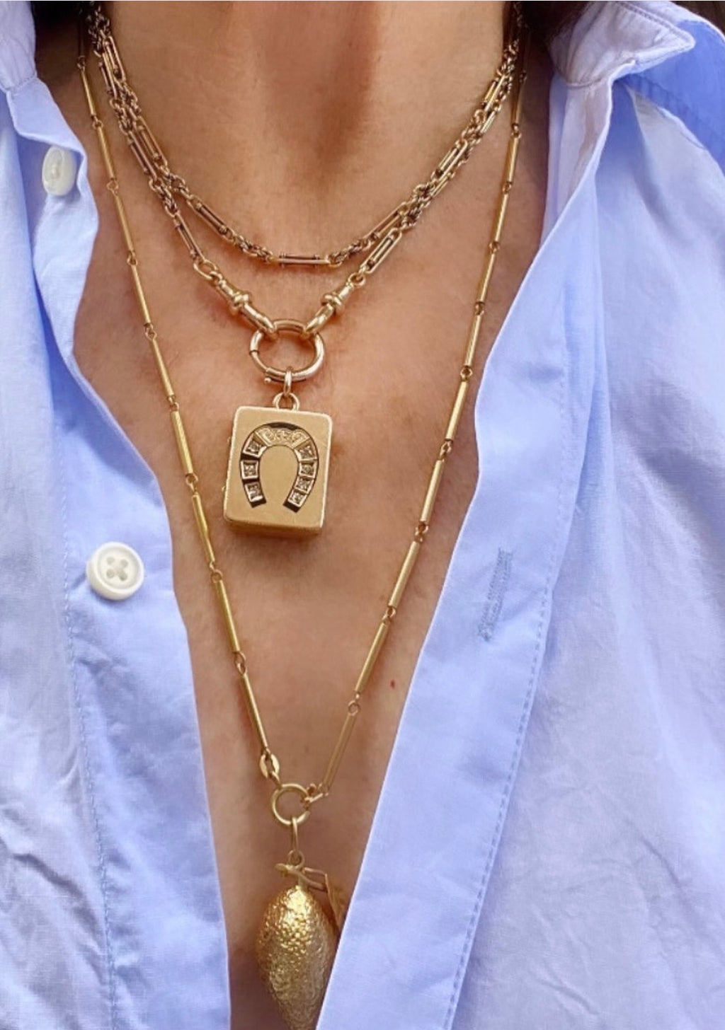 Vintage 18k Barrel Necklace