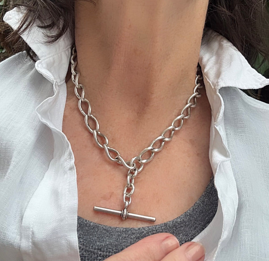 Sterling Silver Oval Link Watch Chain