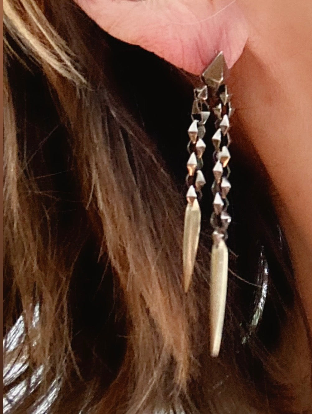 Vintage Stephen Webster Sterling Silver and 14k Chain Earrings