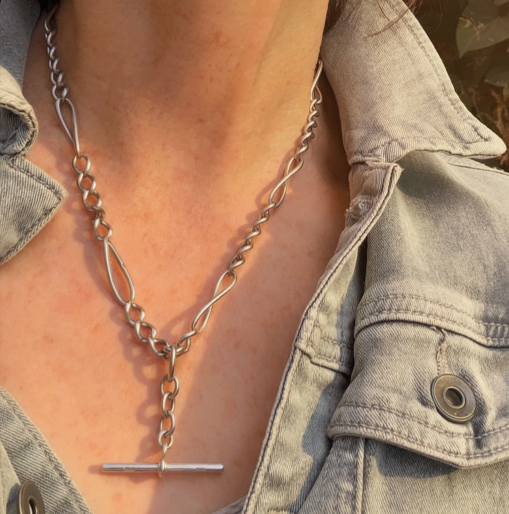 Antique Fancy Link Sterling Silver Chain