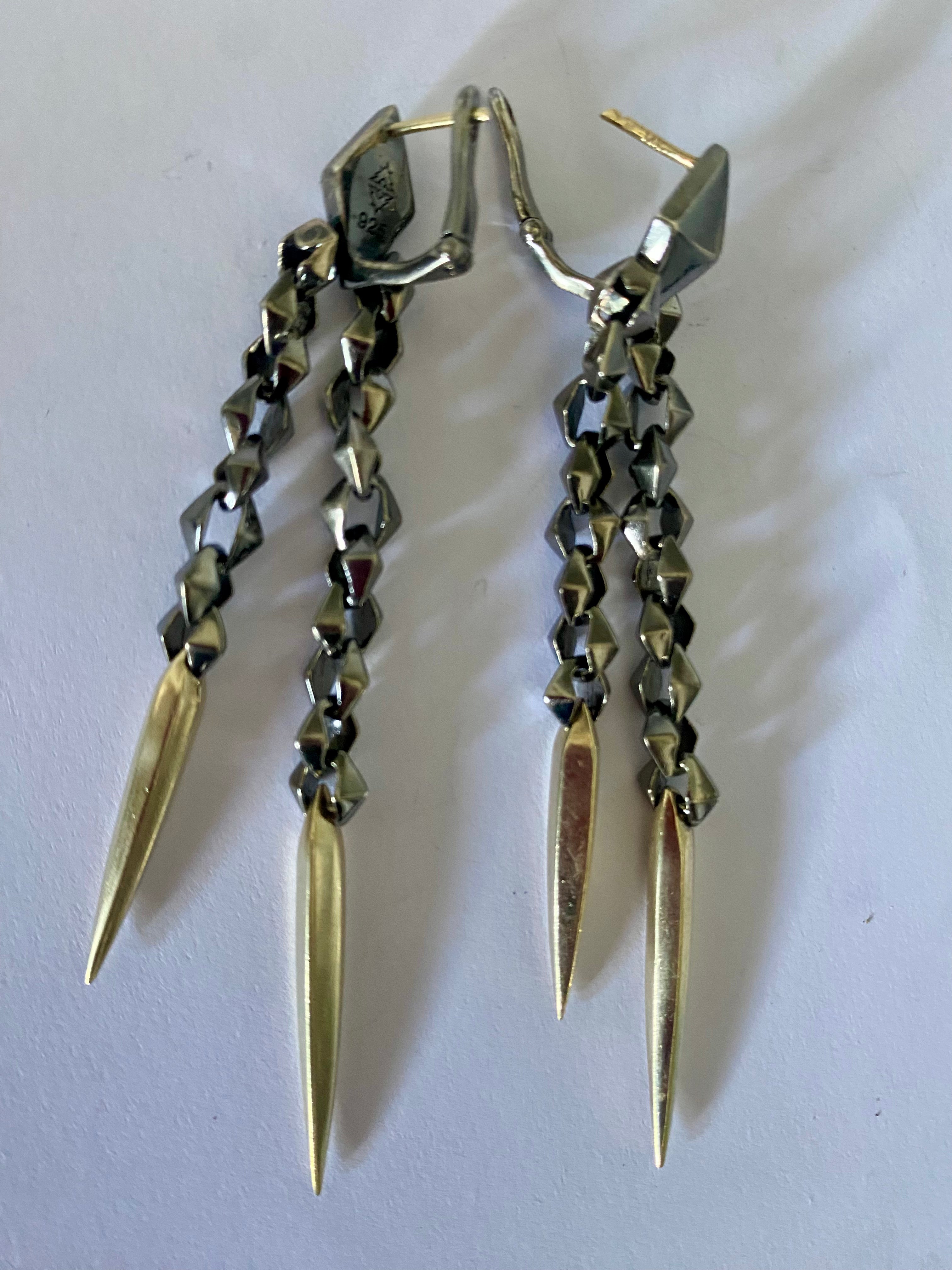 Vintage Stephen Webster Sterling Silver and 14k Chain Earrings