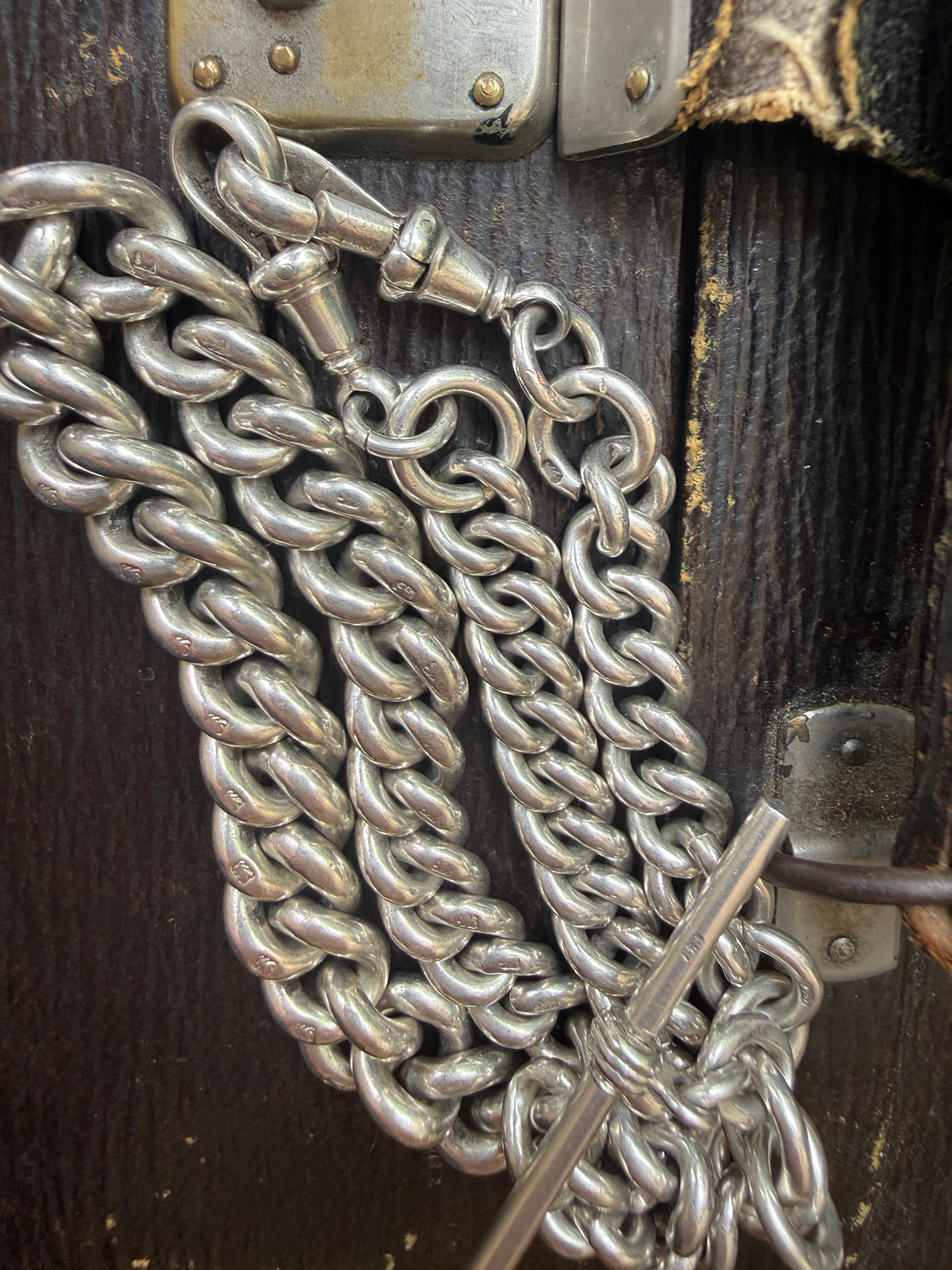 Antique Silver Tight Curb Watch Chain
