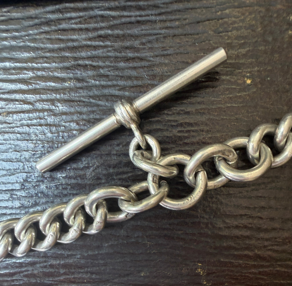 Antique Silver Tight Curb Watch Chain