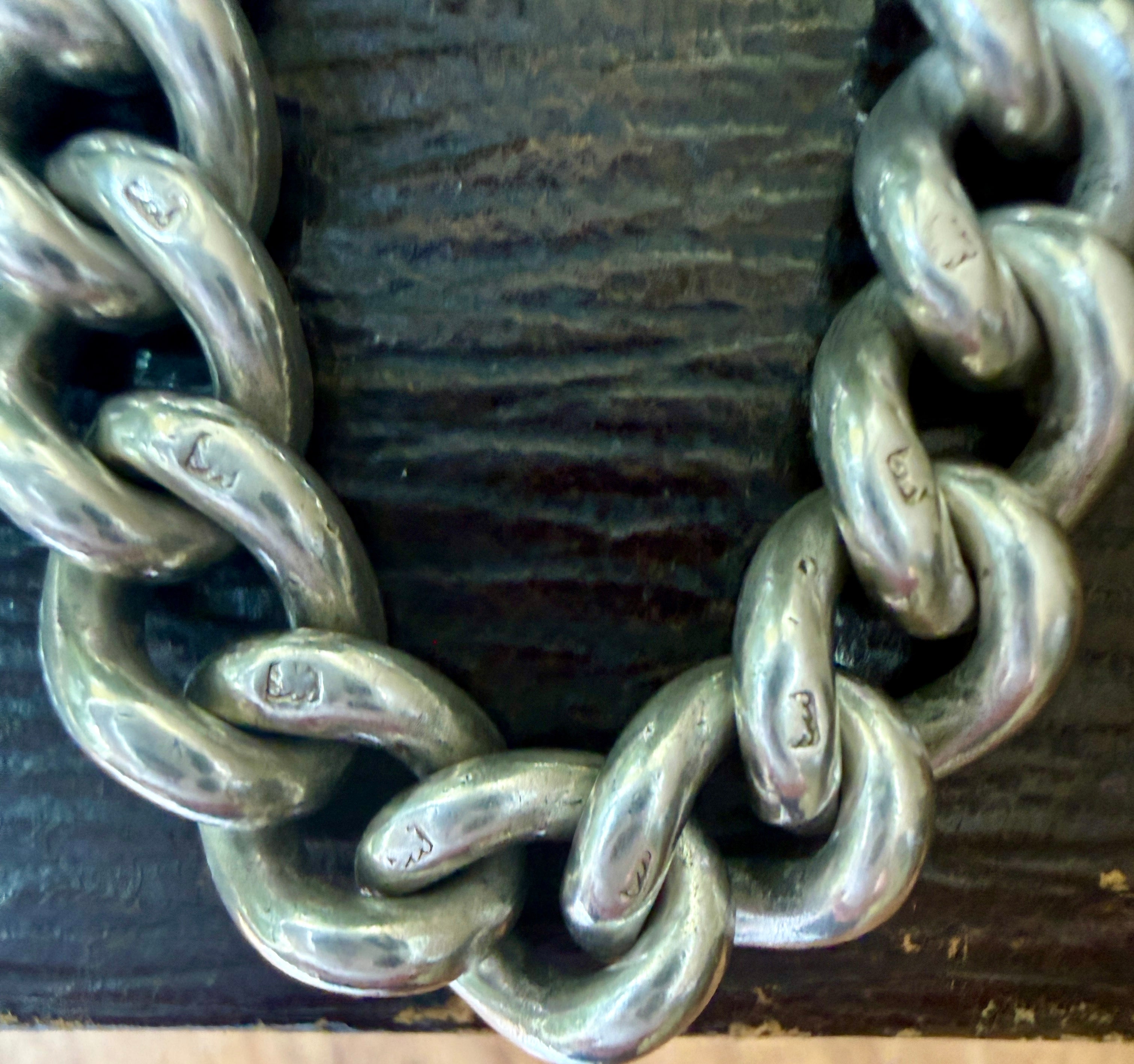 Antique Silver Tight Curb Watch Chain