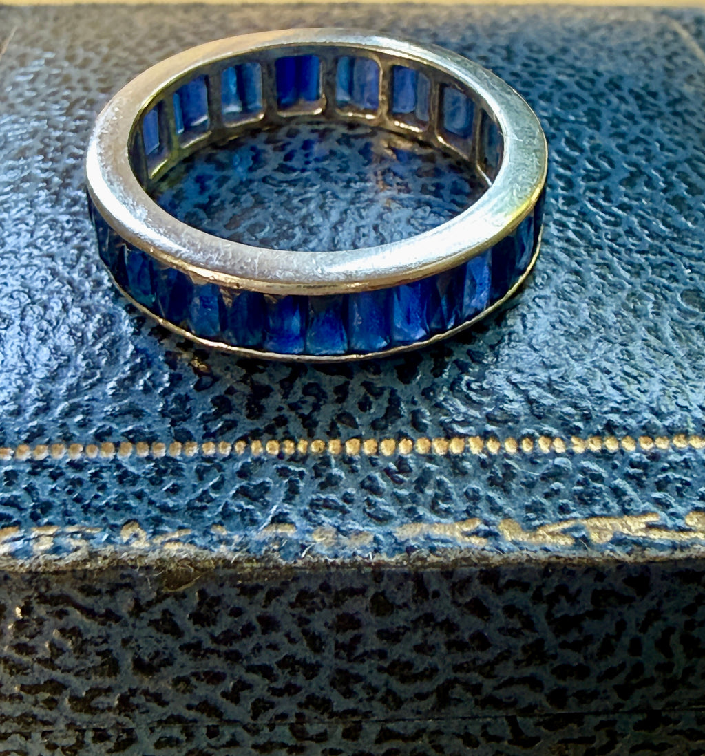 Vintage Sapphire and Platinum Eternity Ring