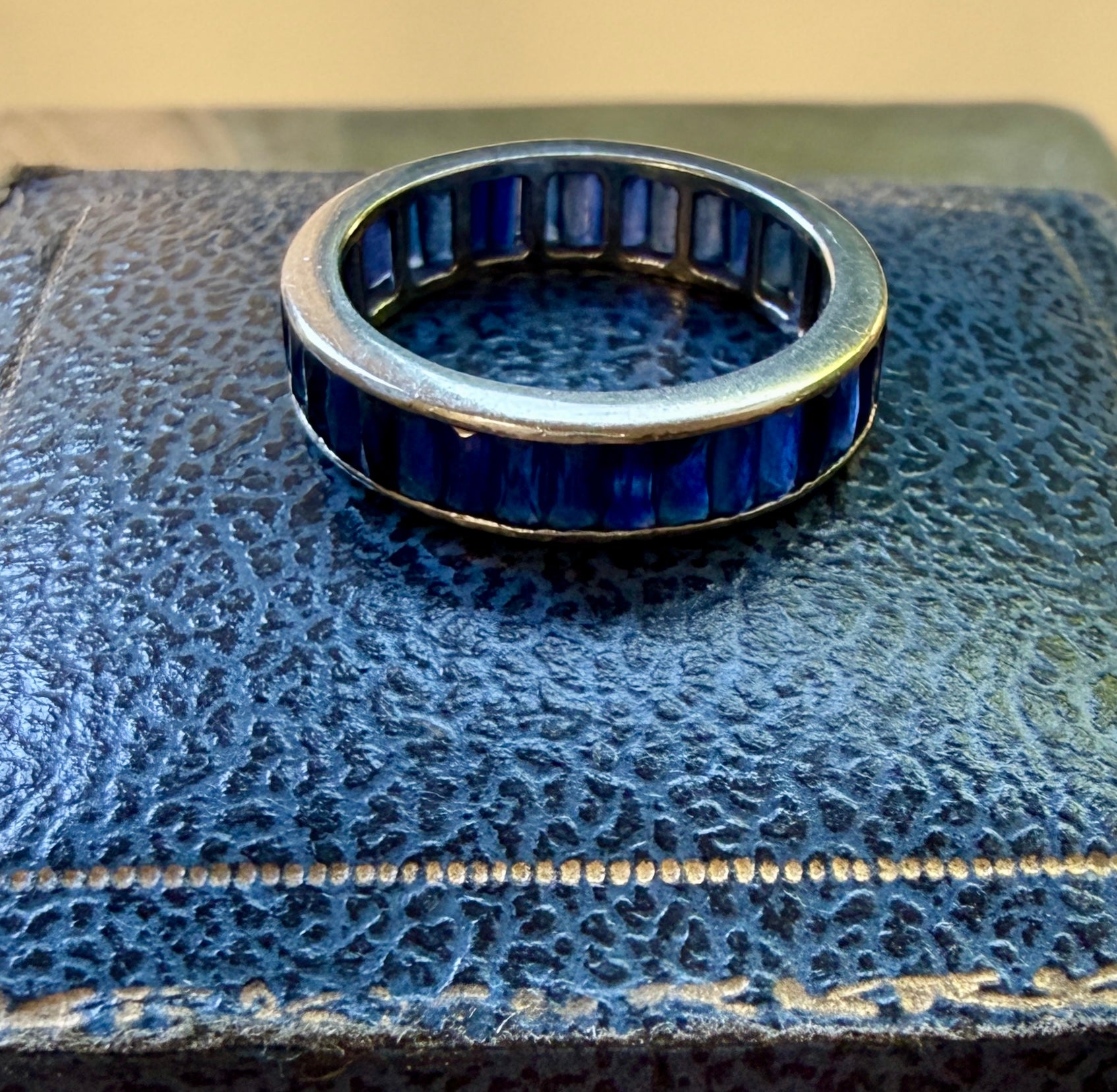 Vintage Sapphire and Platinum Eternity Ring