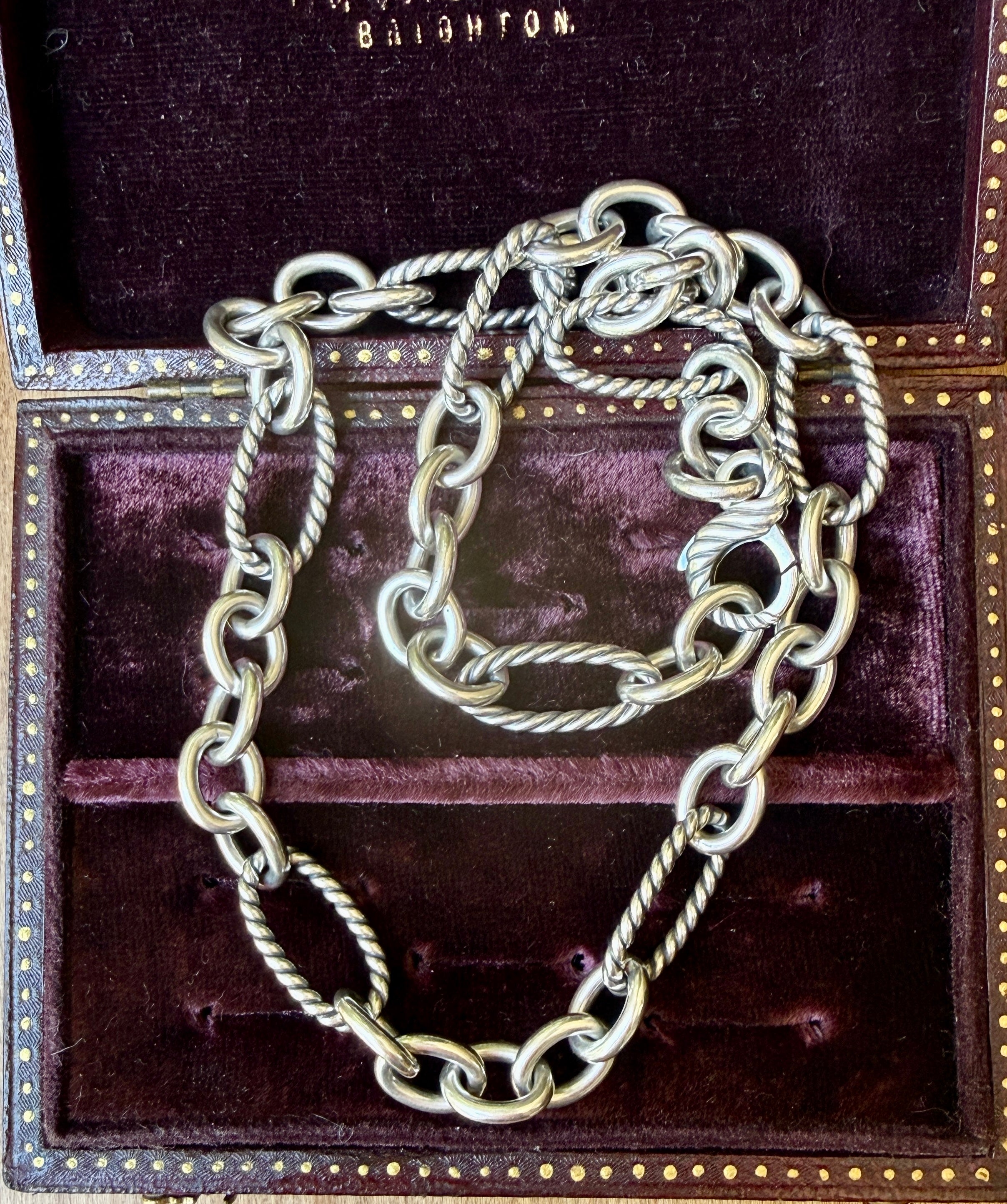 Vintage Designer Mixed Link Sterling Silver Chain