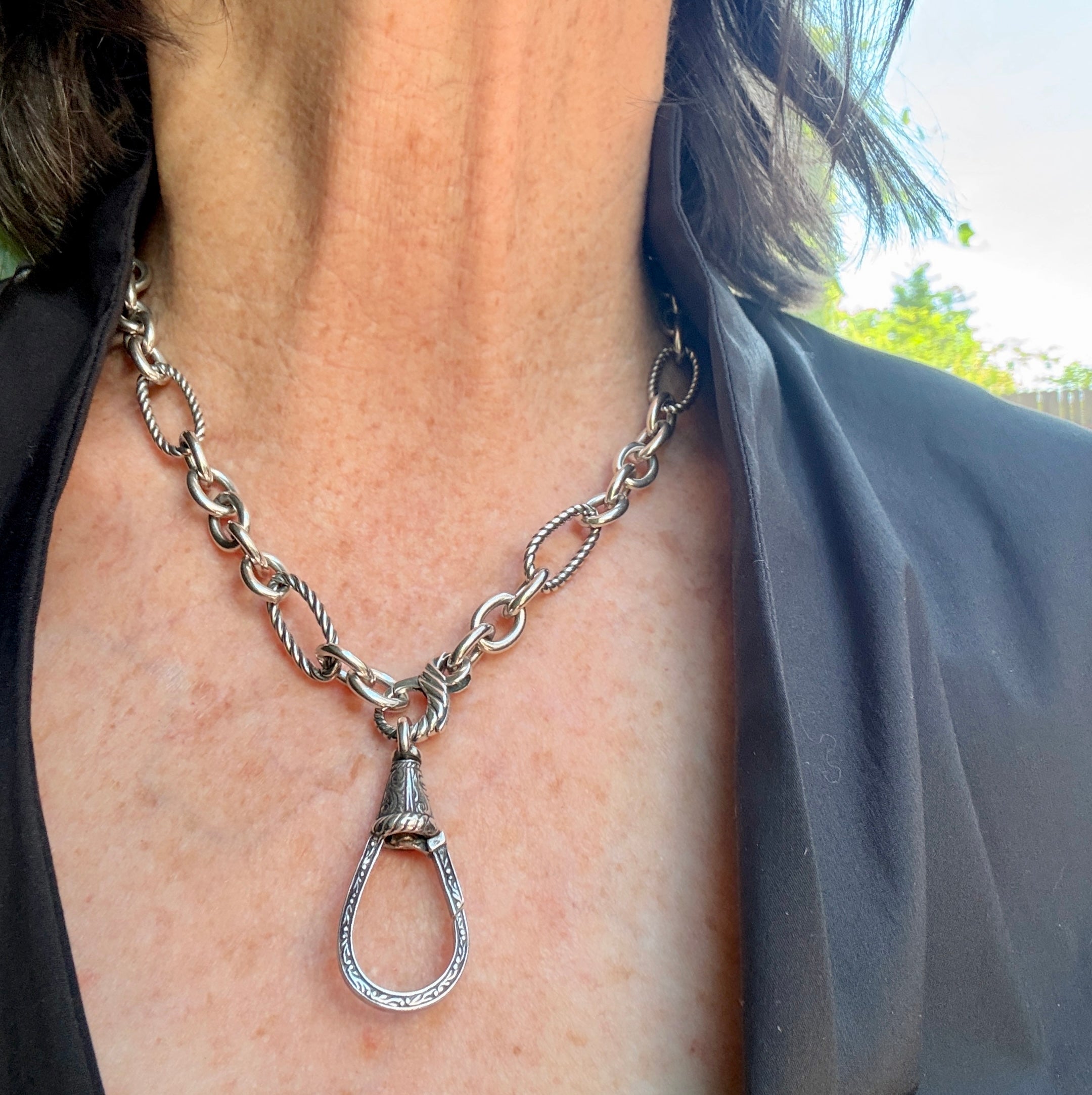 Vintage Designer Mixed Link Sterling Silver Chain