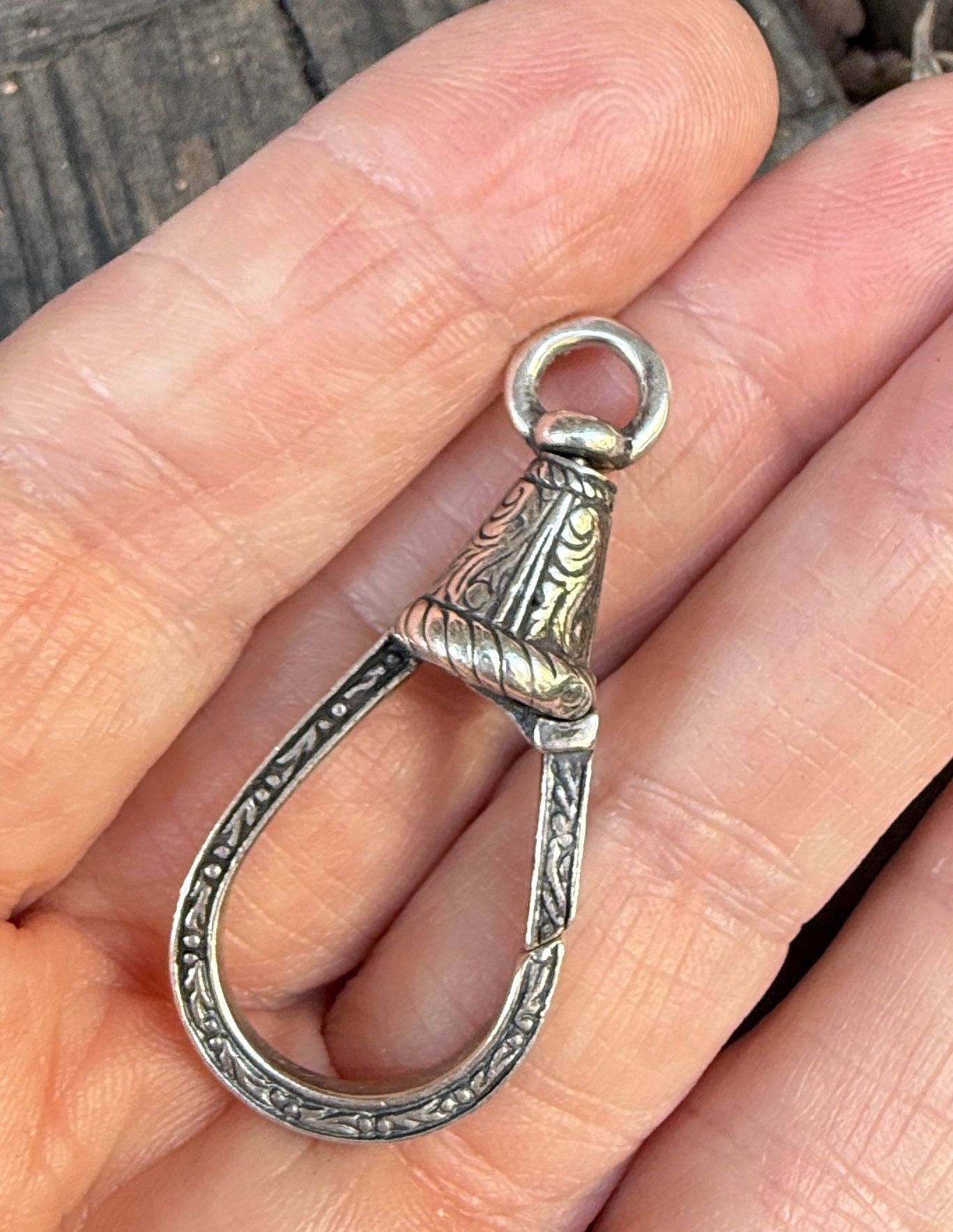 Jumbo Size Antique Sterling Silver Dog Clip