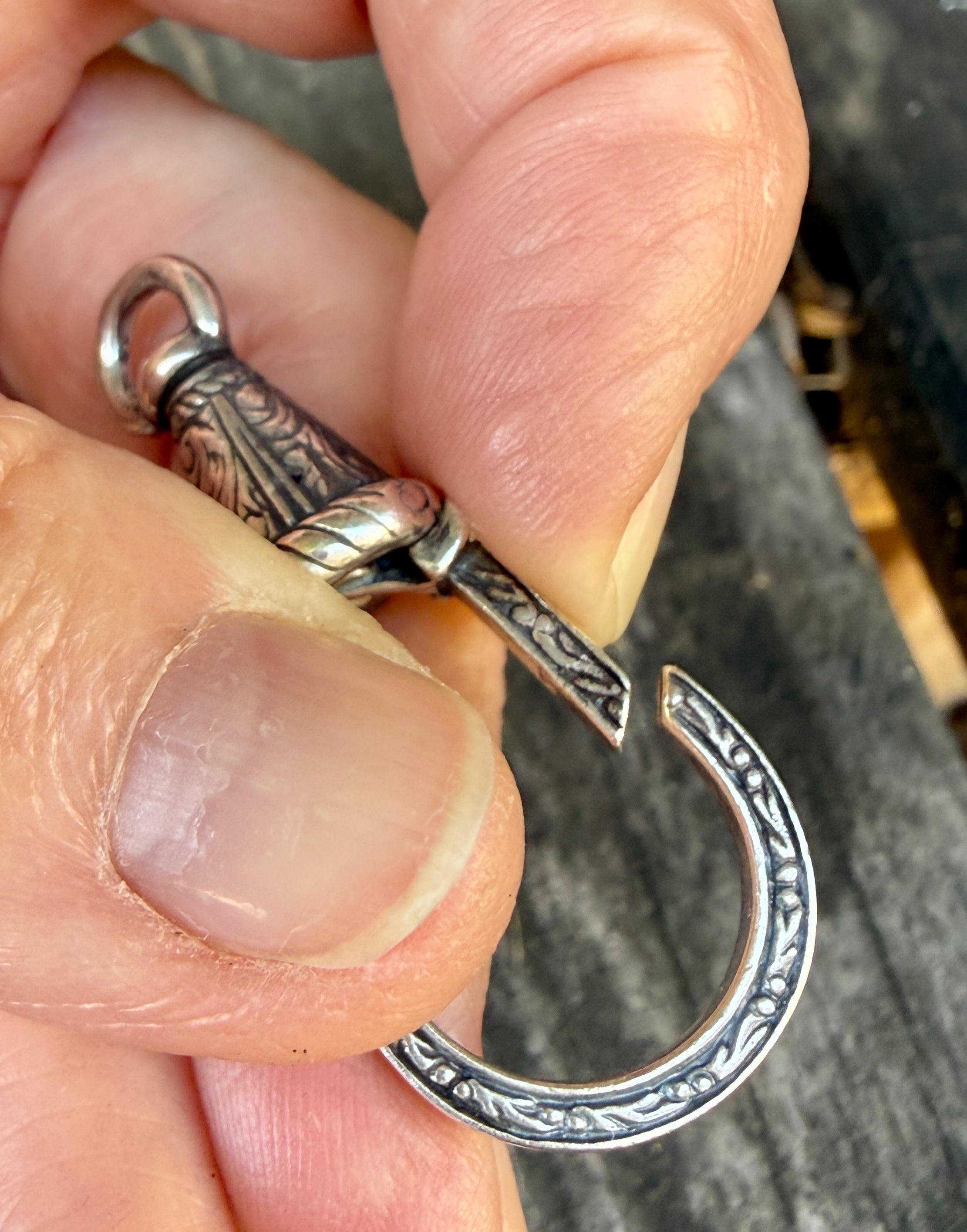 Jumbo Size Antique Sterling Silver Dog Clip