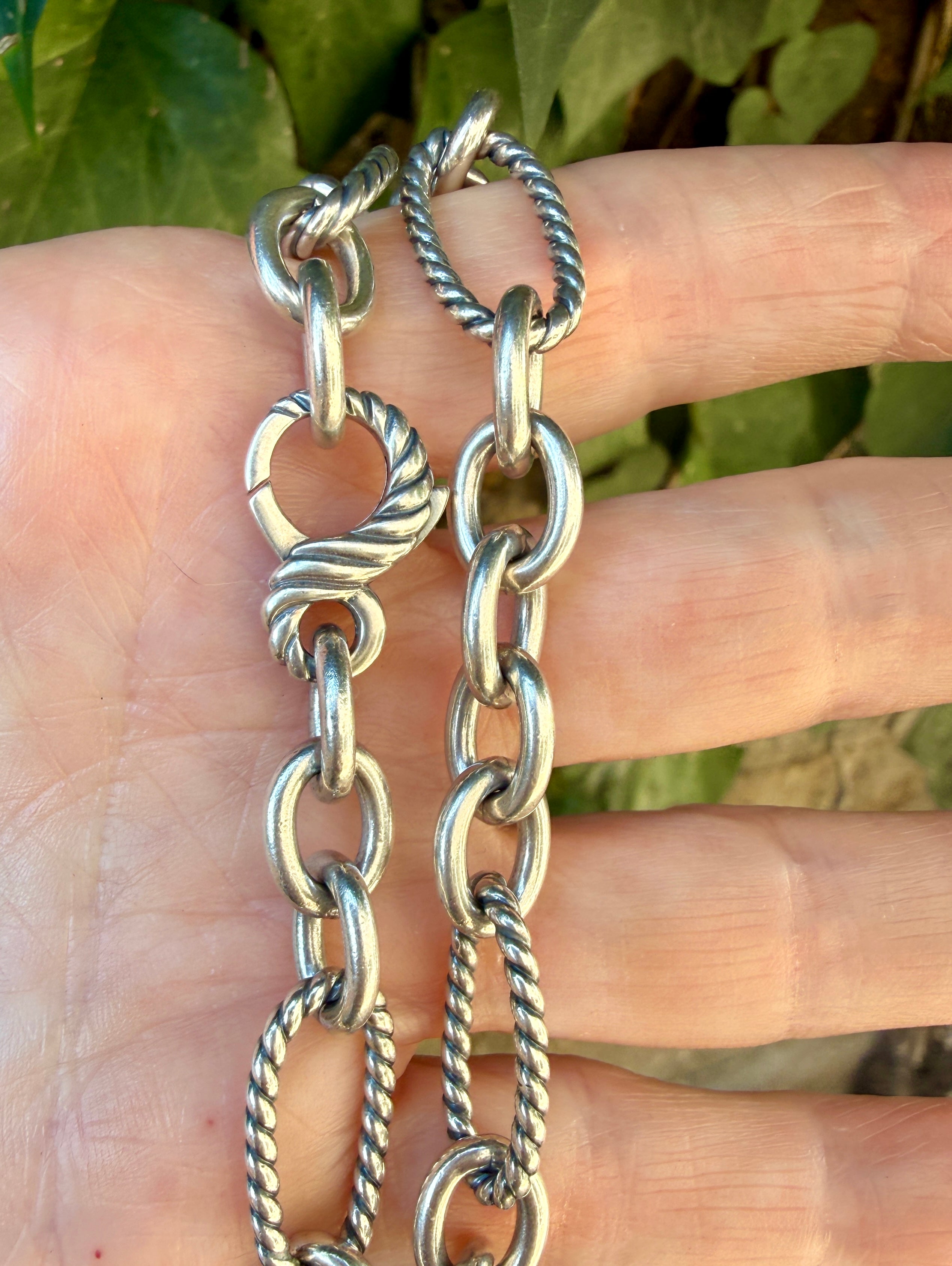 Vintage Designer Mixed Link Sterling Silver Chain