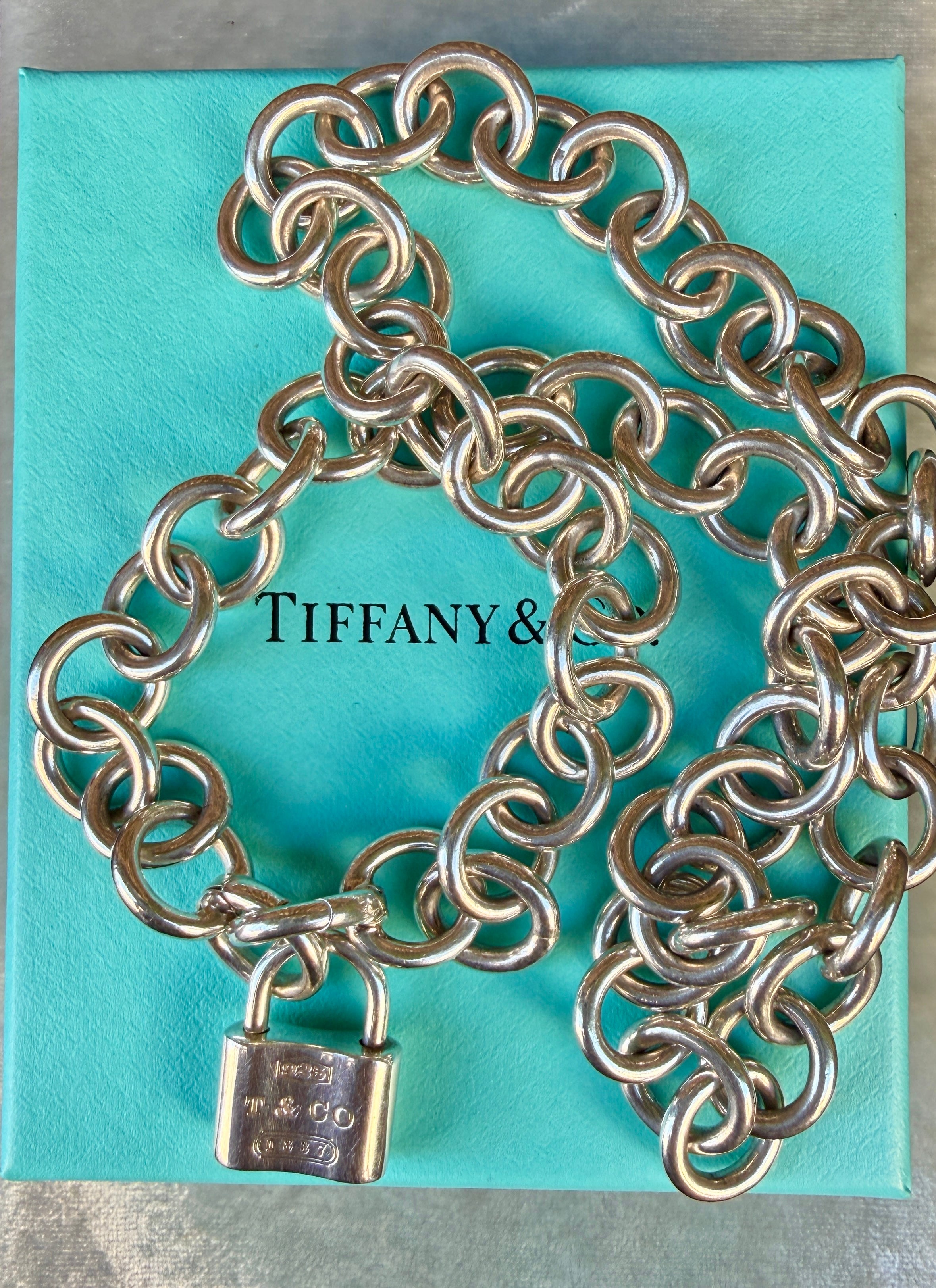Vintage Tiffany Clasping Link Closure Sterling Silver Cable Chain