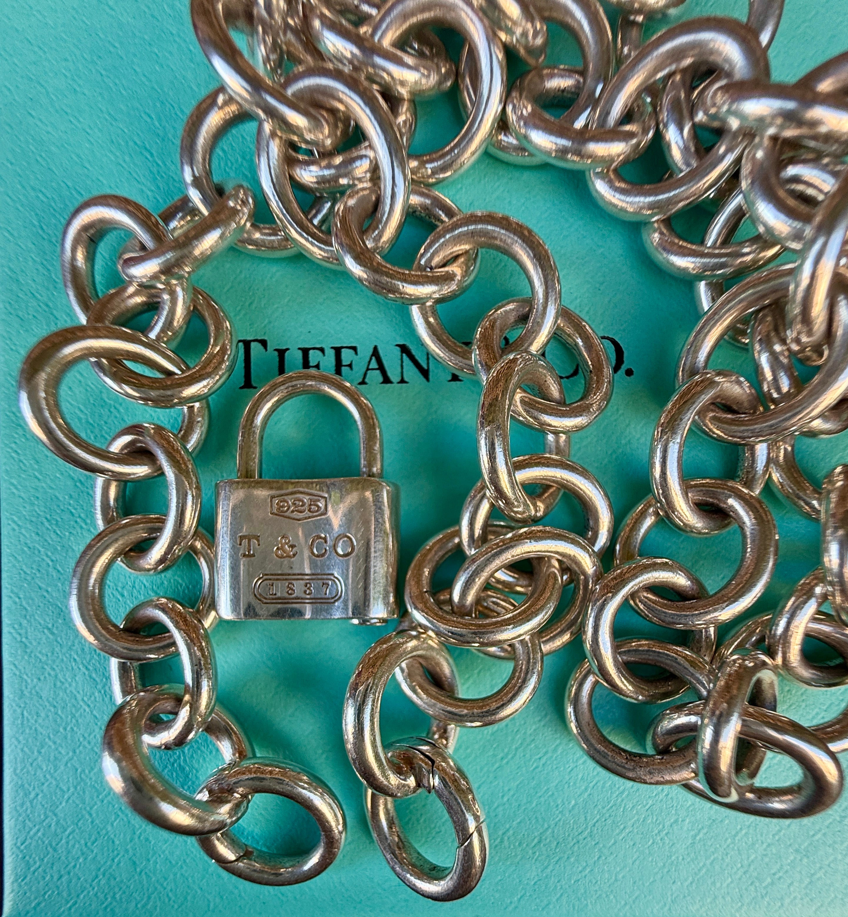 Vintage Tiffany Clasping Link Closure Sterling Silver Cable Chain
