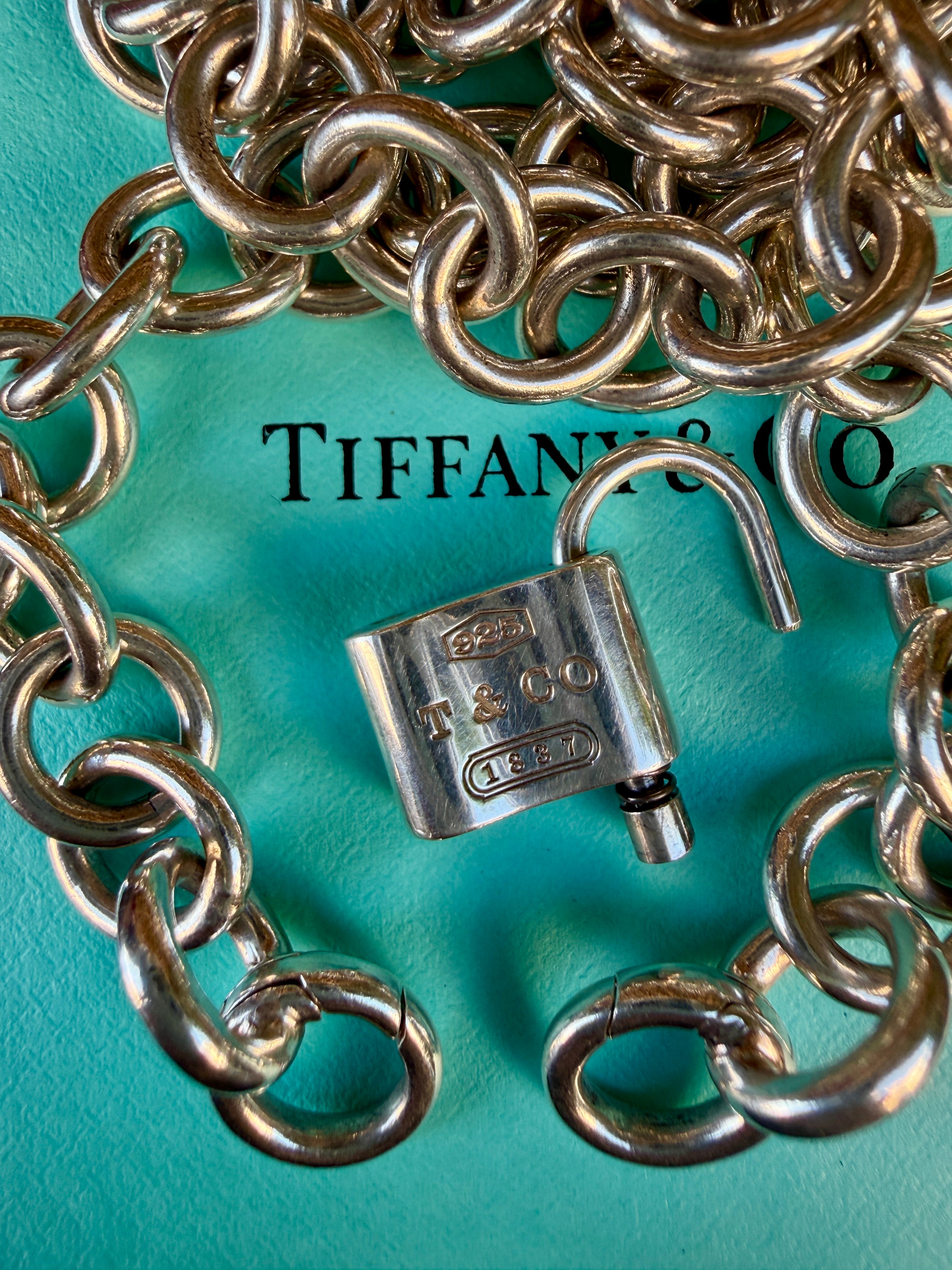 Vintage Tiffany Clasping Link Closure Sterling Silver Cable Chain