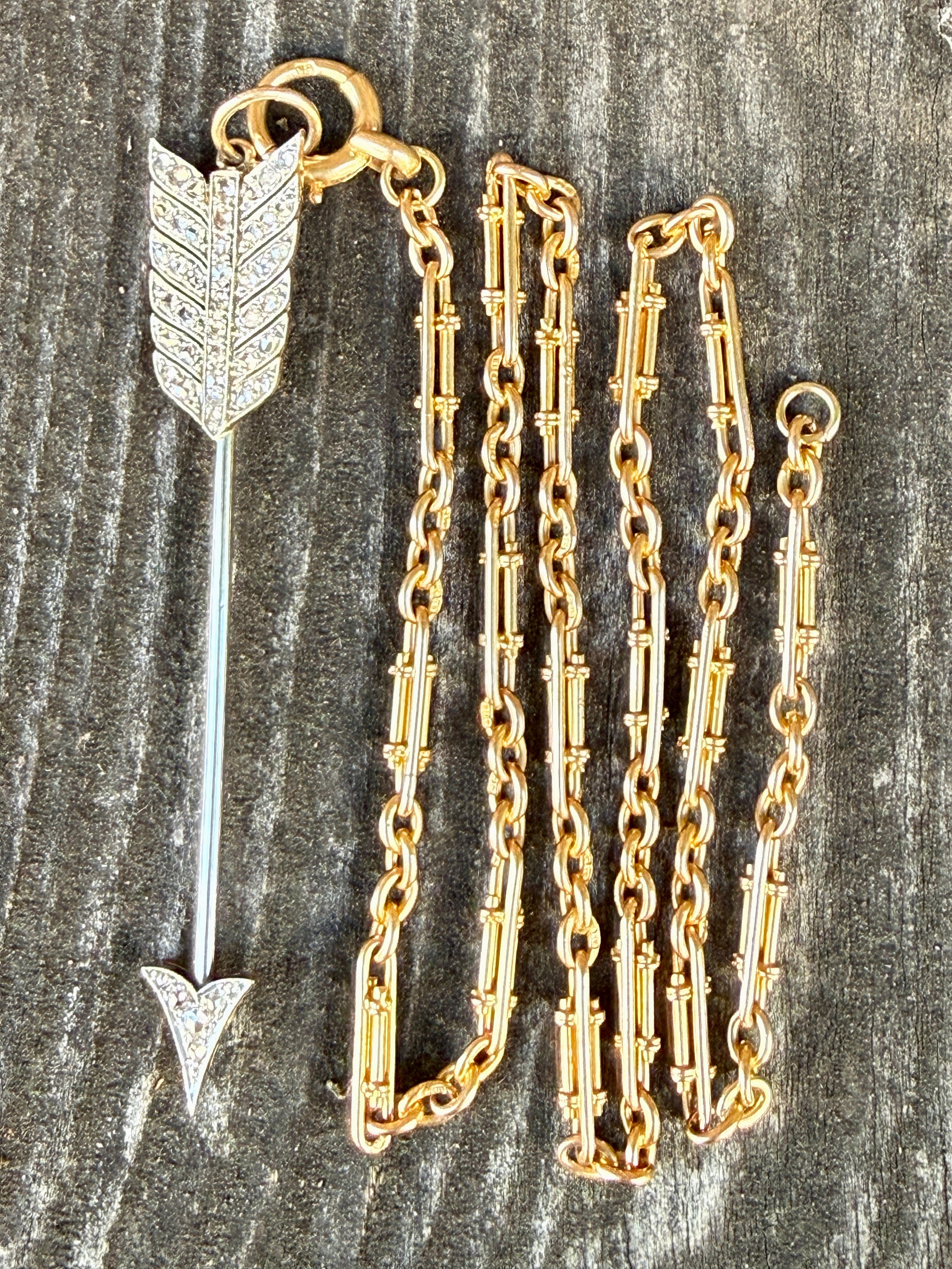 Antique Victorian 18k Gold Mini Trombone Bar Watch Chain