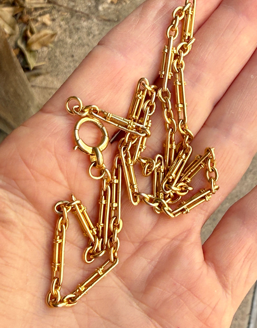 Antique Victorian 18k Gold Mini Trombone Bar Watch Chain