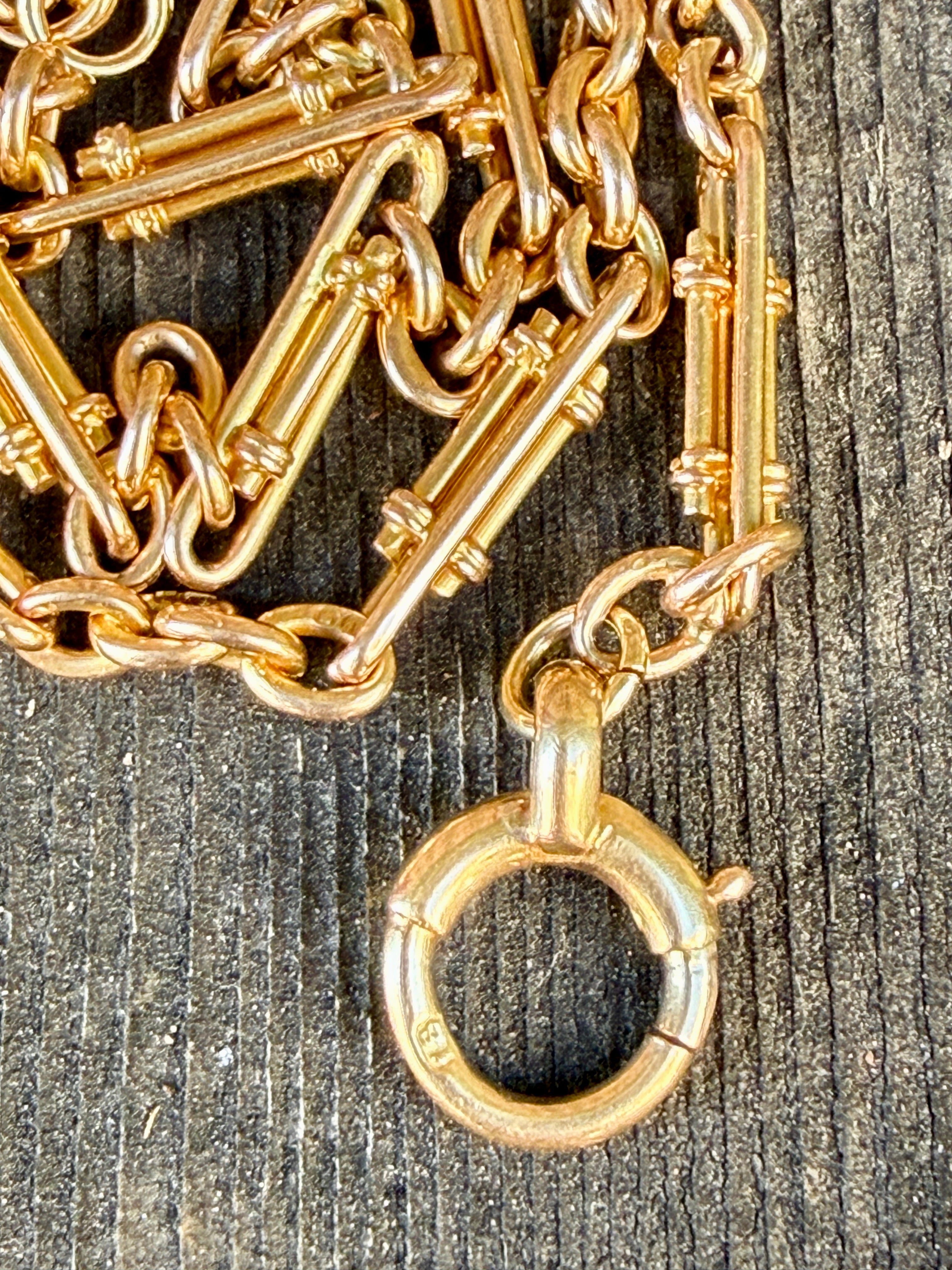 Antique Victorian 18k Gold Mini Trombone Bar Watch Chain