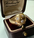 Vintage French Bombé Ring 18k Gold with Celestial Diamond Star Setting