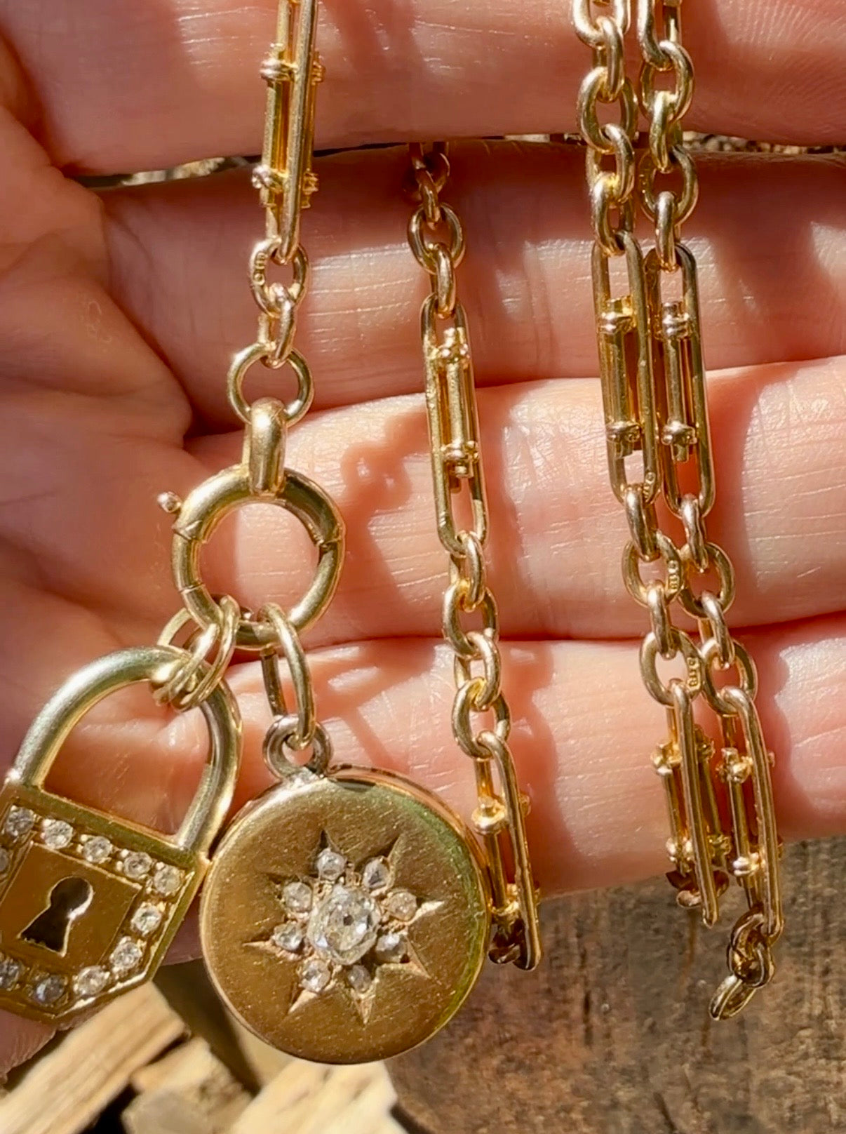 Antique Victorian 18k Gold Mini Trombone Bar Watch Chain