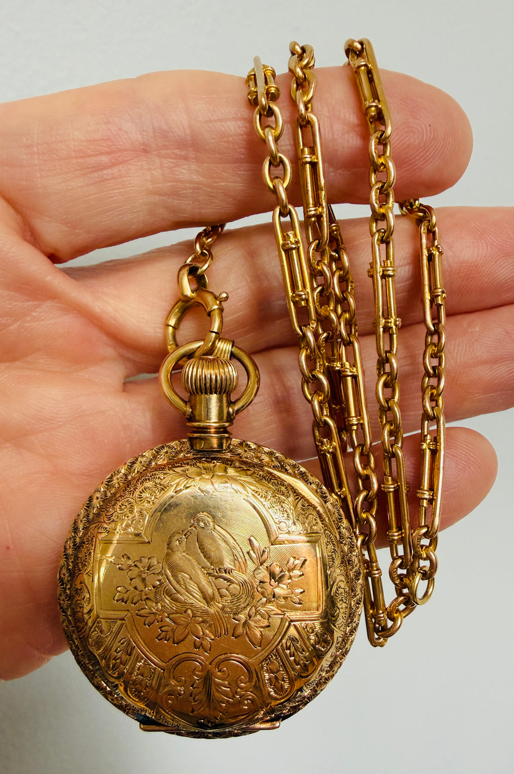 Antique Victorian 18k Gold Mini Trombone Bar Watch Chain
