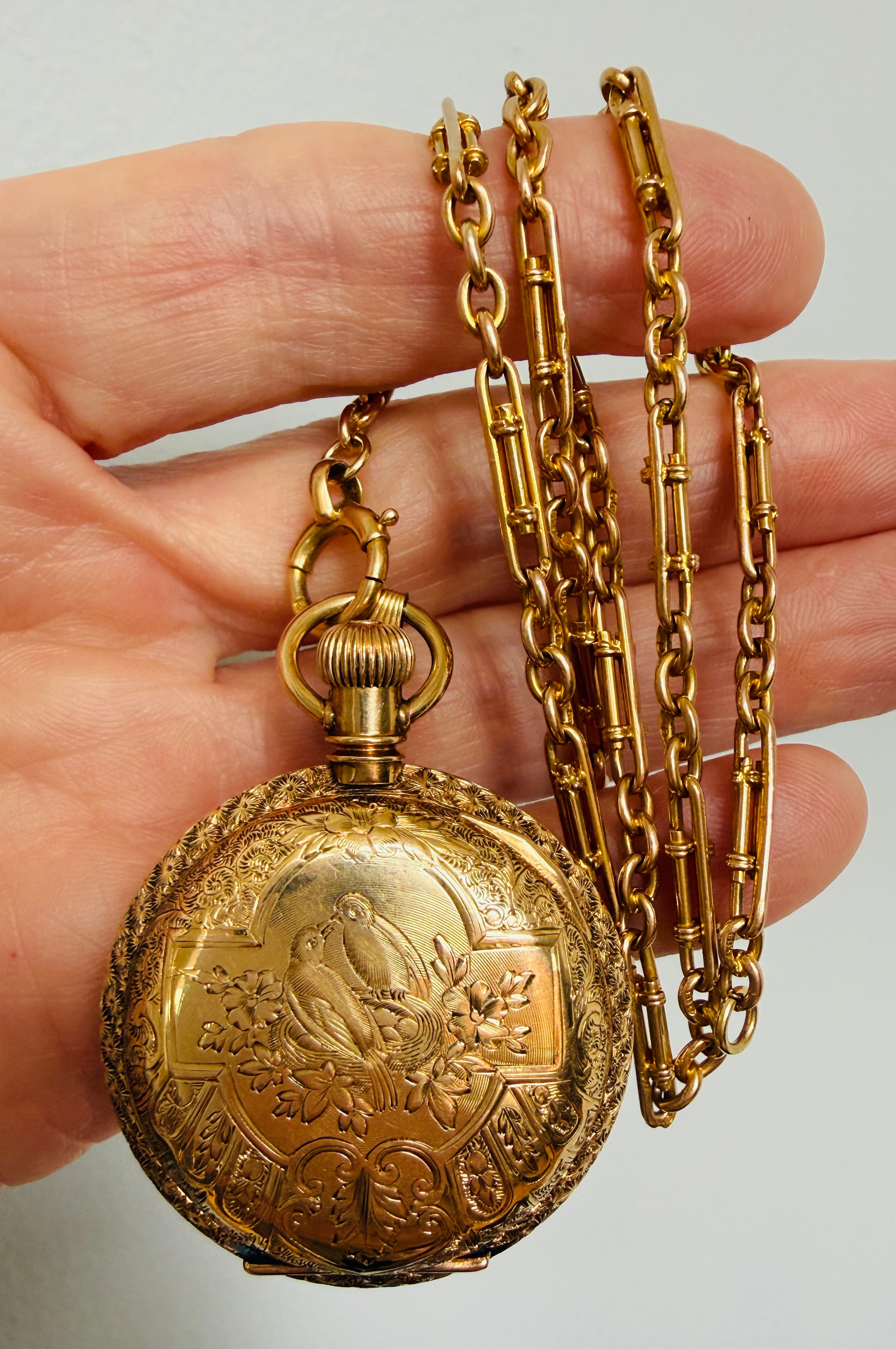 Antique Victorian 18k Gold Mini Trombone Bar Watch Chain