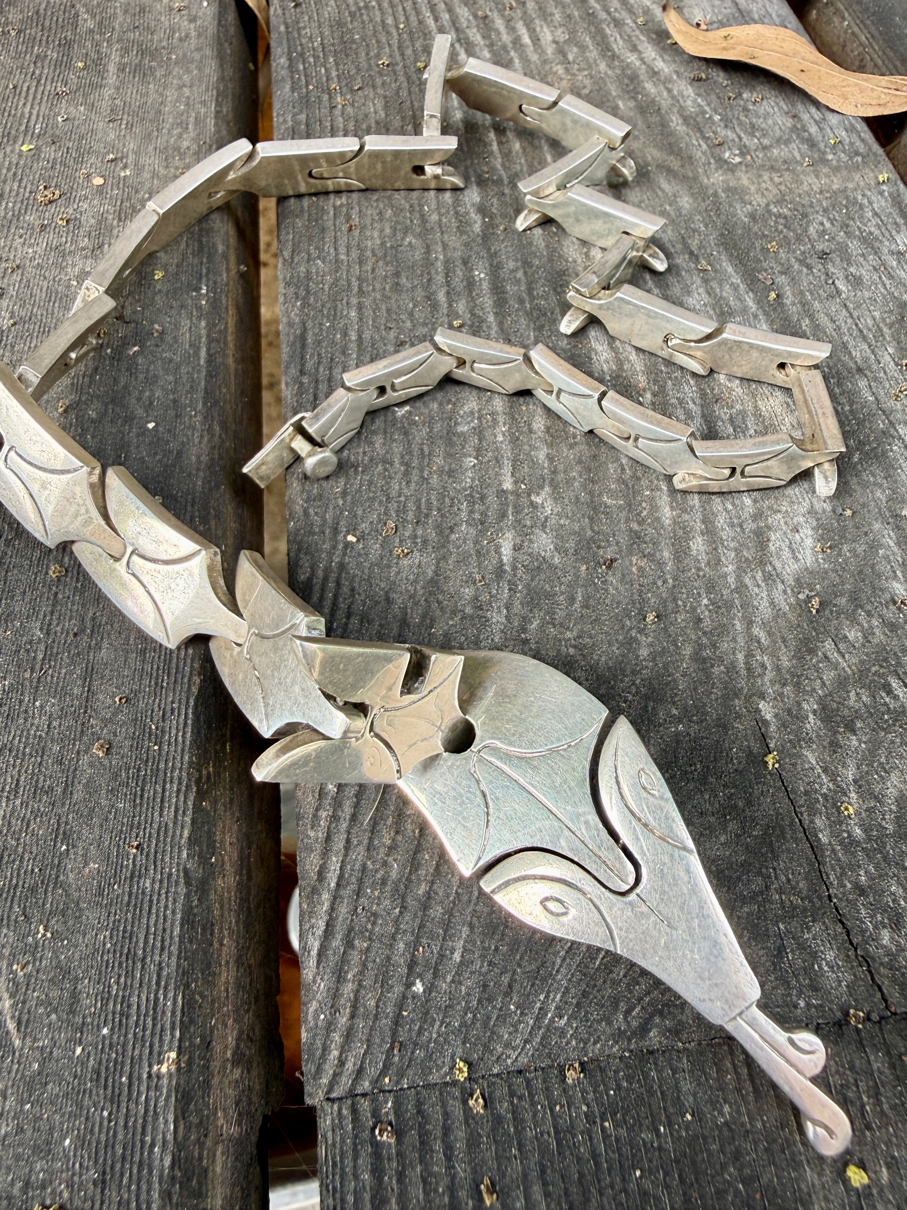 Vintage Mexican Sterling Silver Articulated Snake Necklace – Taxco 1959