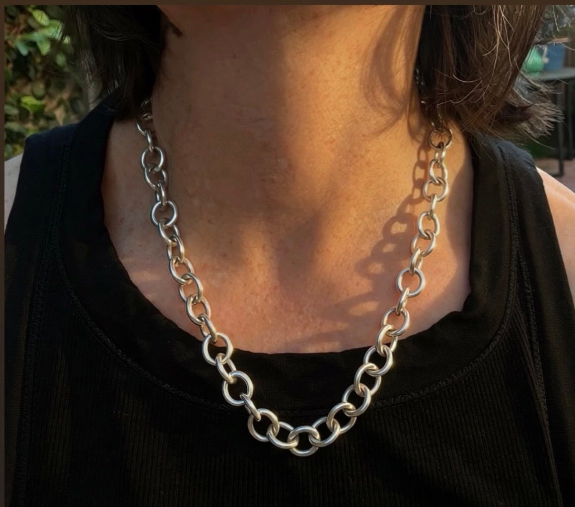 Vintage Tiffany Sterling Silver Cable Necklace with Open Heart Lock