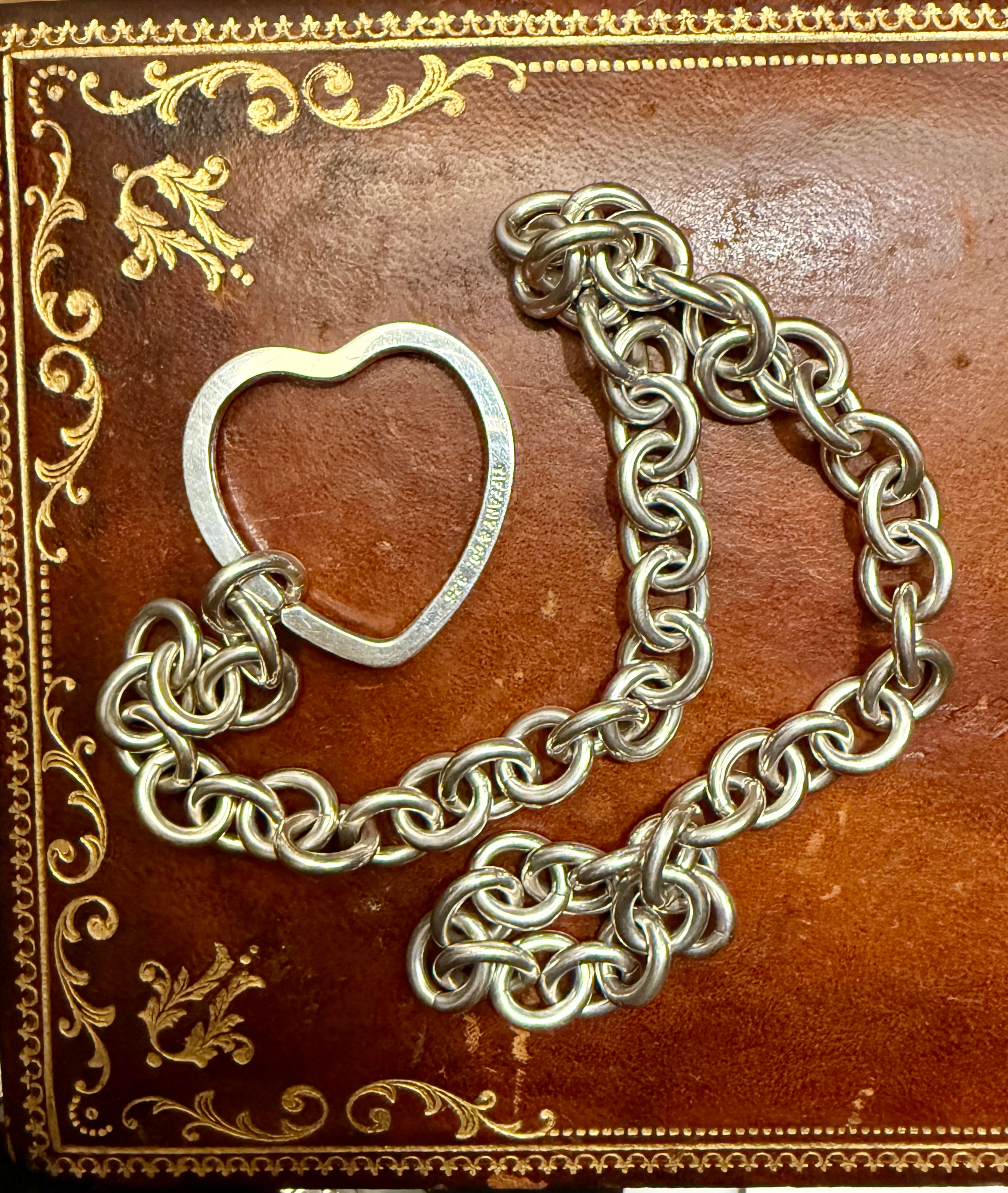 Vintage Tiffany Cable Link Necklace with Heart Split Ring Closure
