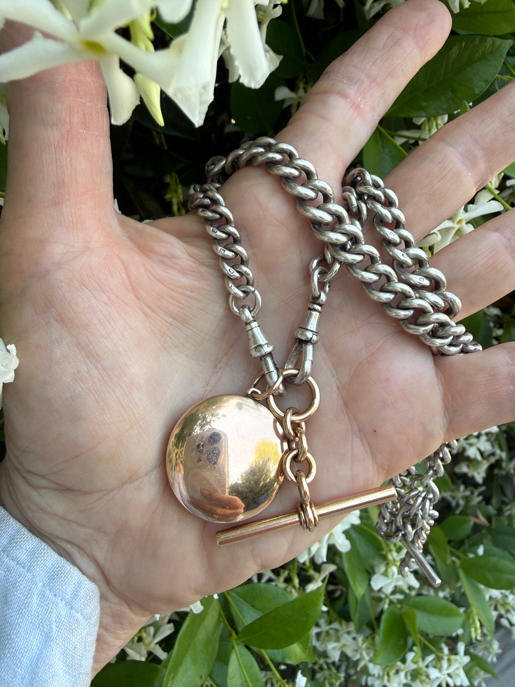 Antique 9k English Locket and T-bar Set