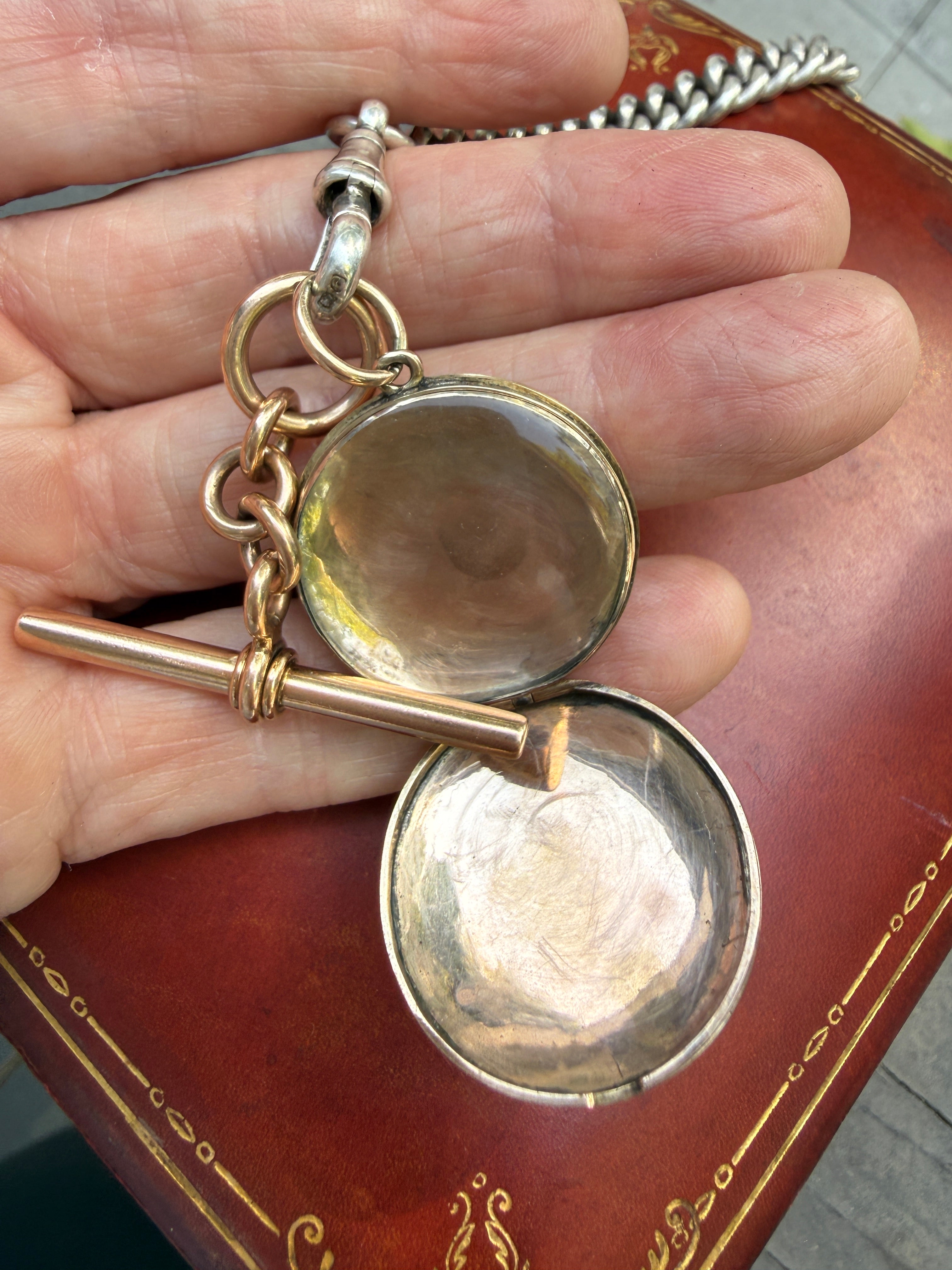 Antique 9k English Locket and T-bar Set