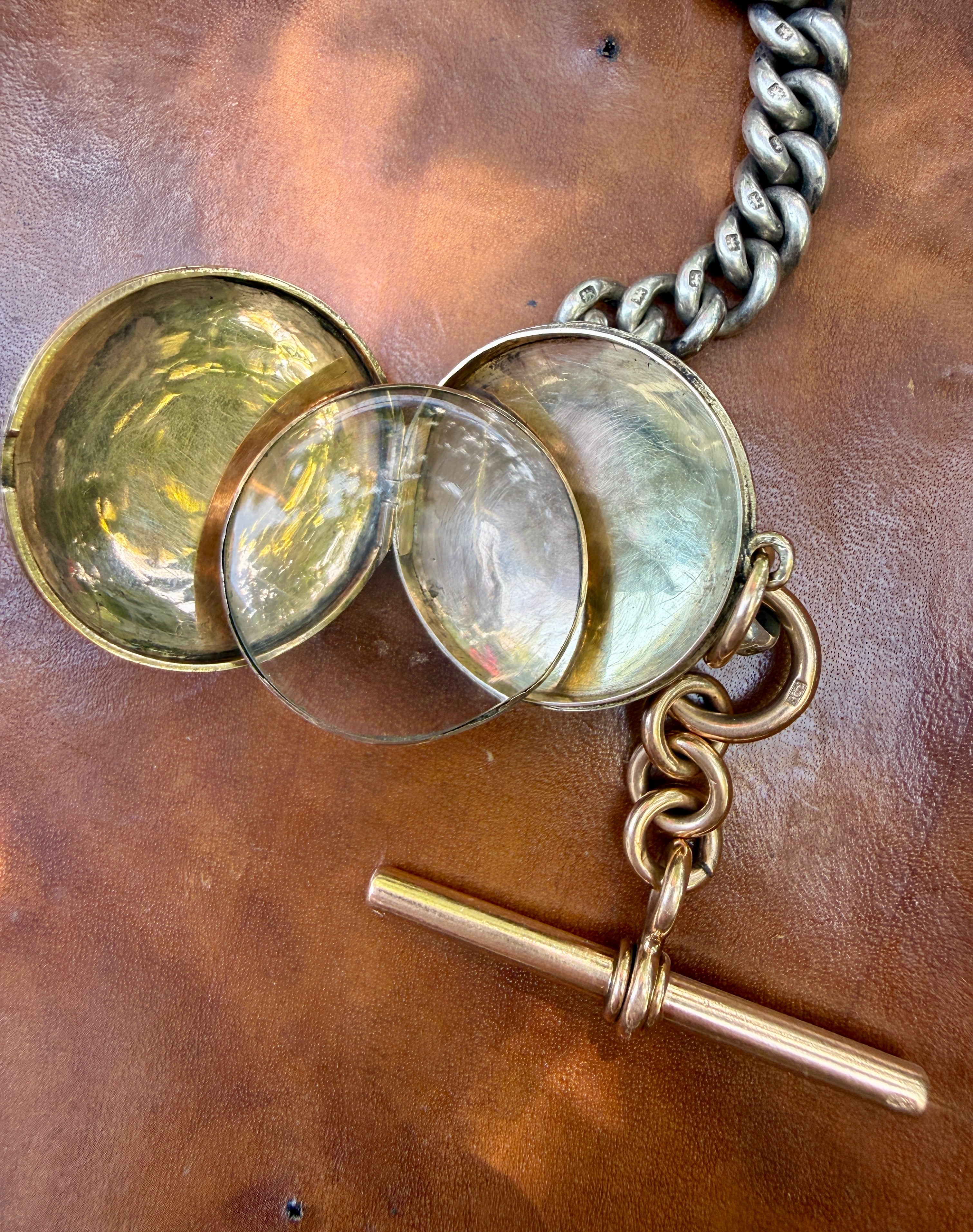 Antique 9k English Locket and T-bar Set