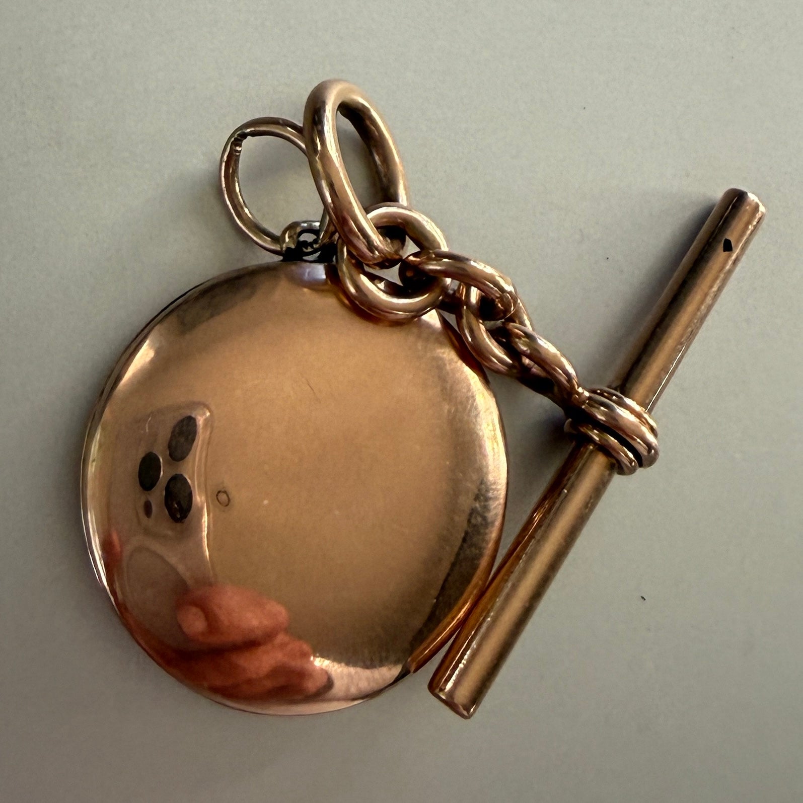 Antique 9k English Locket and T-bar Set