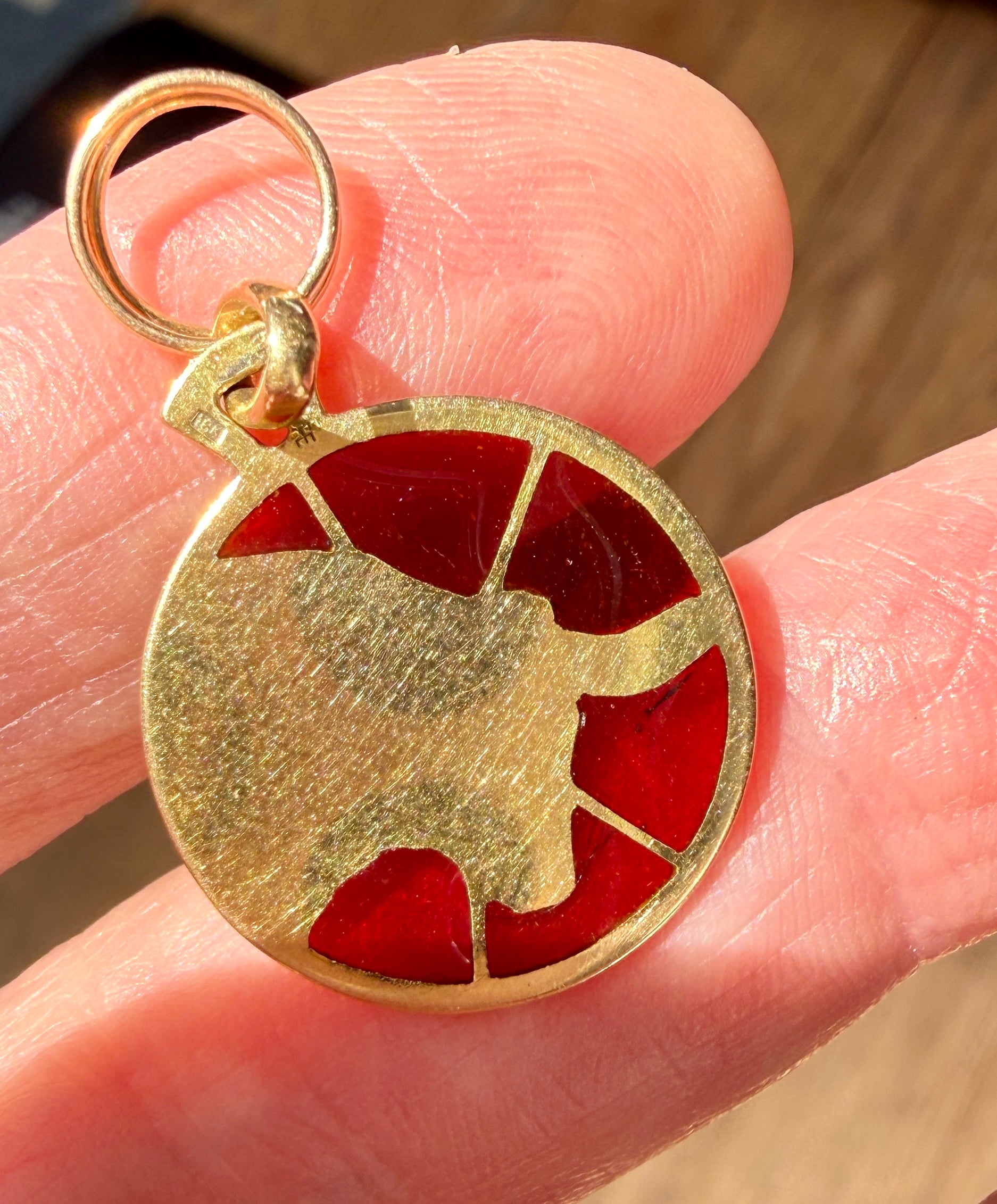 Arthus Bertrand 18k Gold Plique-à-Jour Taurus Zodiac Pendant