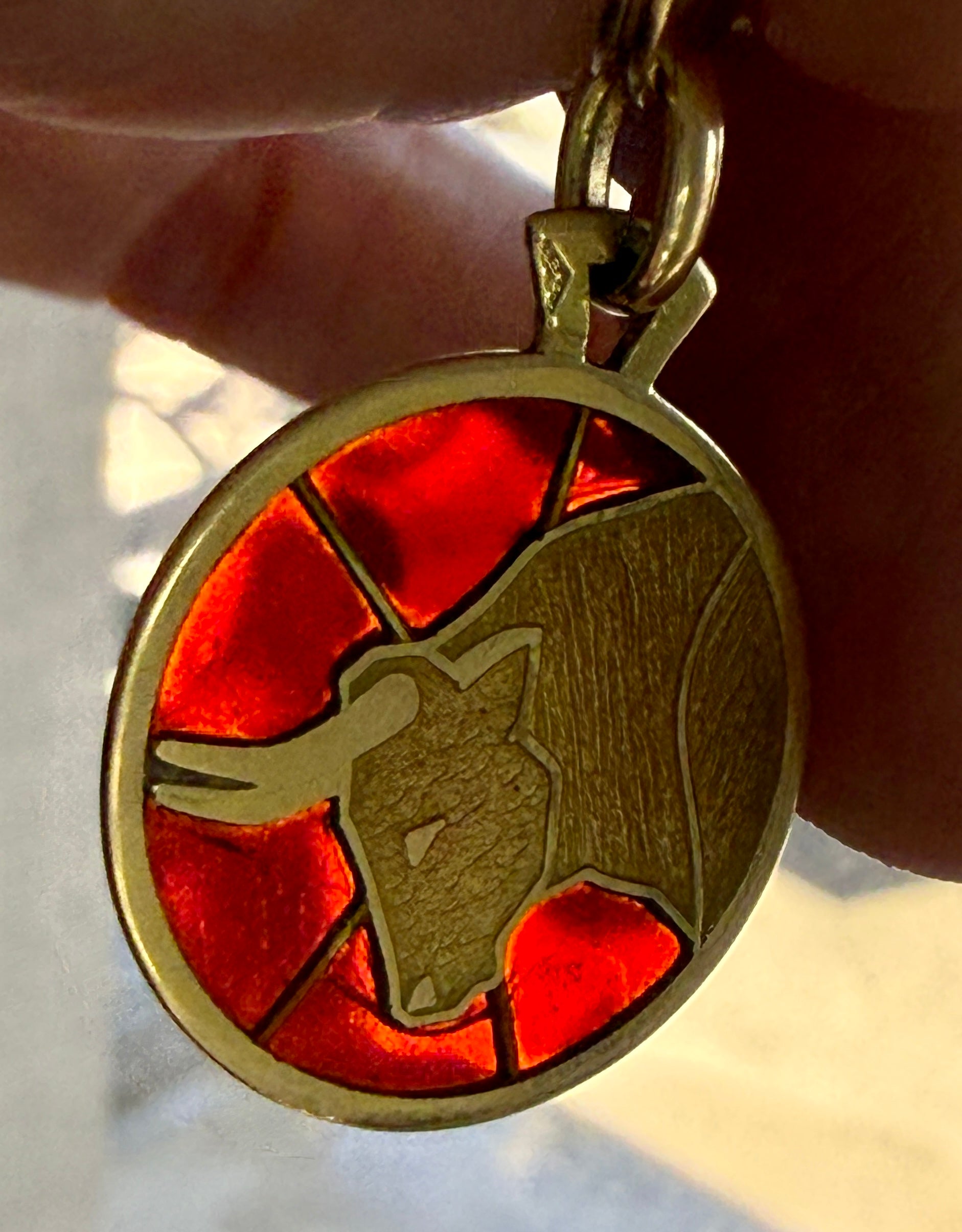 Arthus Bertrand 18k Gold Plique-à-Jour Taurus Zodiac Pendant