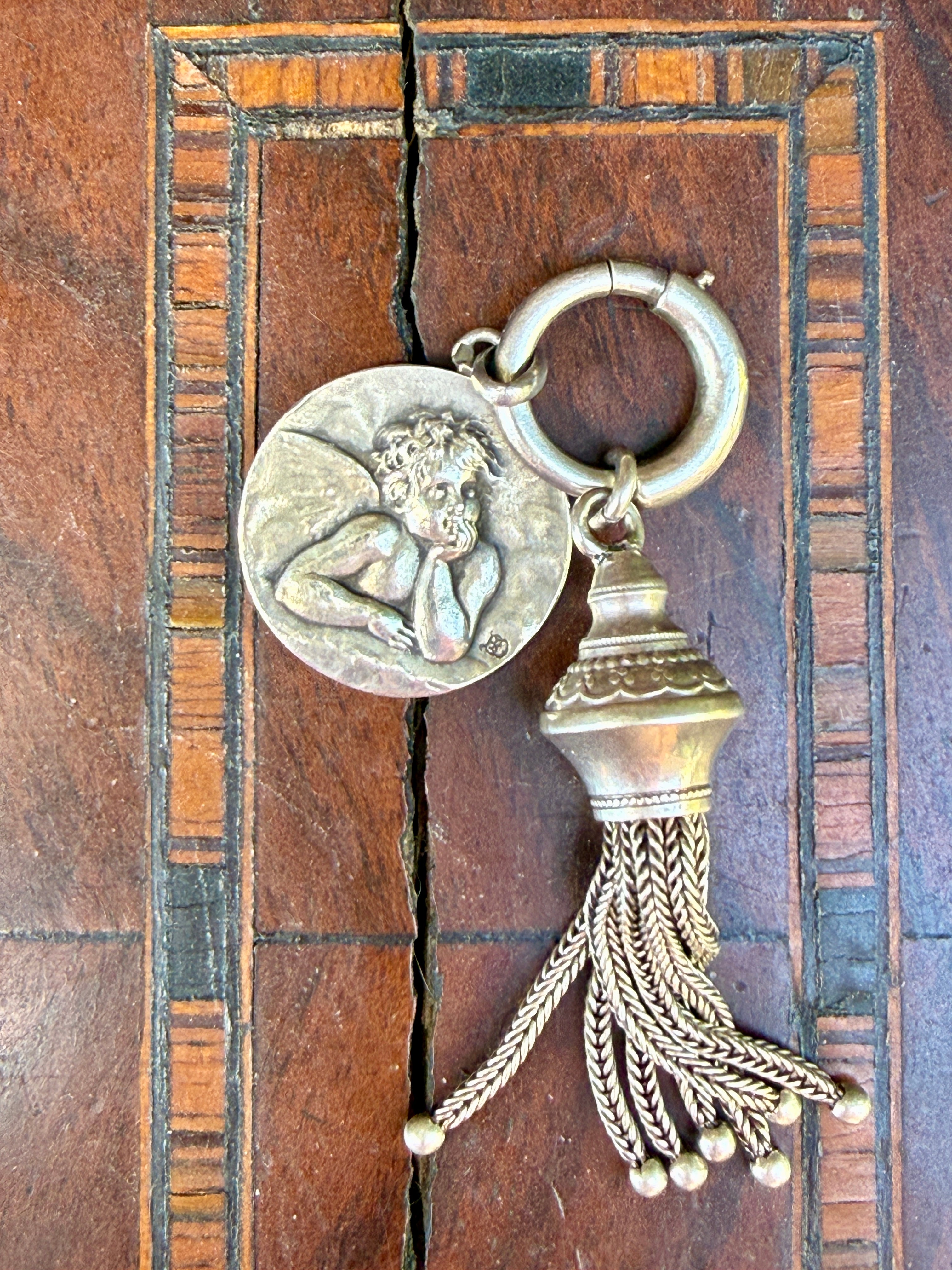 Antique Heavy Sterling Silver Double Albert Curb Watch Chain, Birmingham 1914