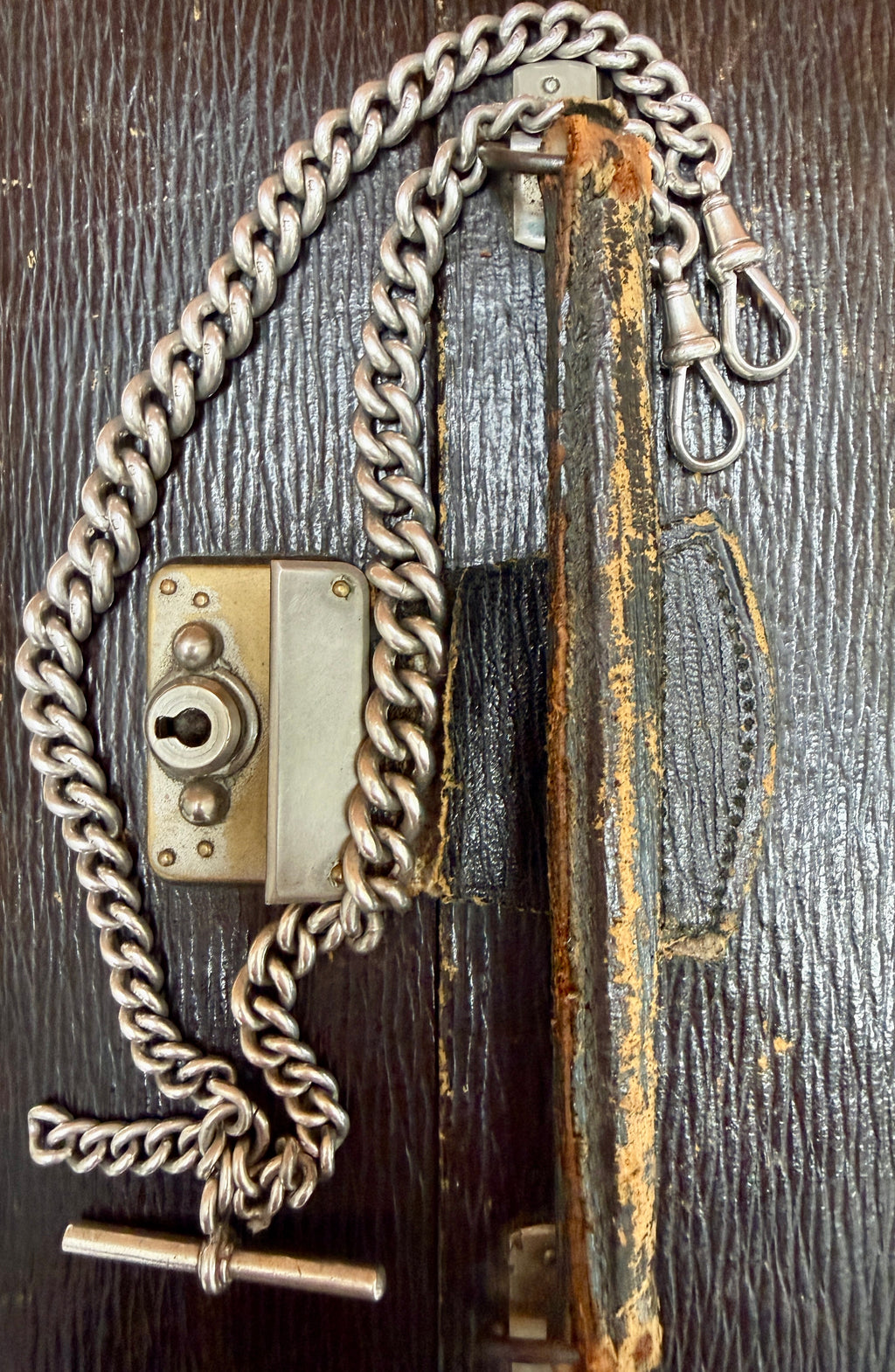 Antique Heavy Sterling Silver Double Albert Curb Watch Chain